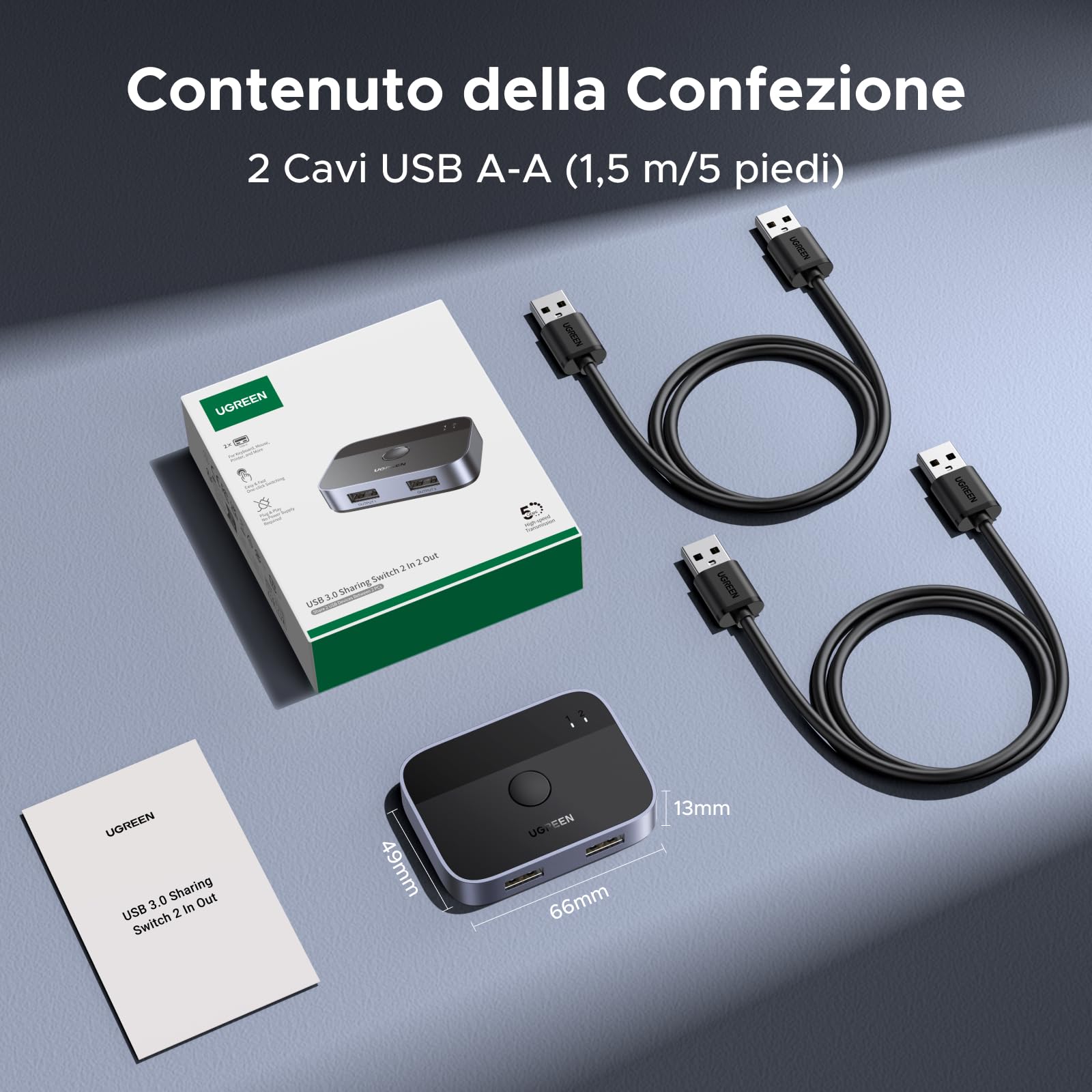 ugreen-switch-usb-3-0-kvm-2-ingressi-2-uscite-5gbps-in-alluminio-con-cavi image 7