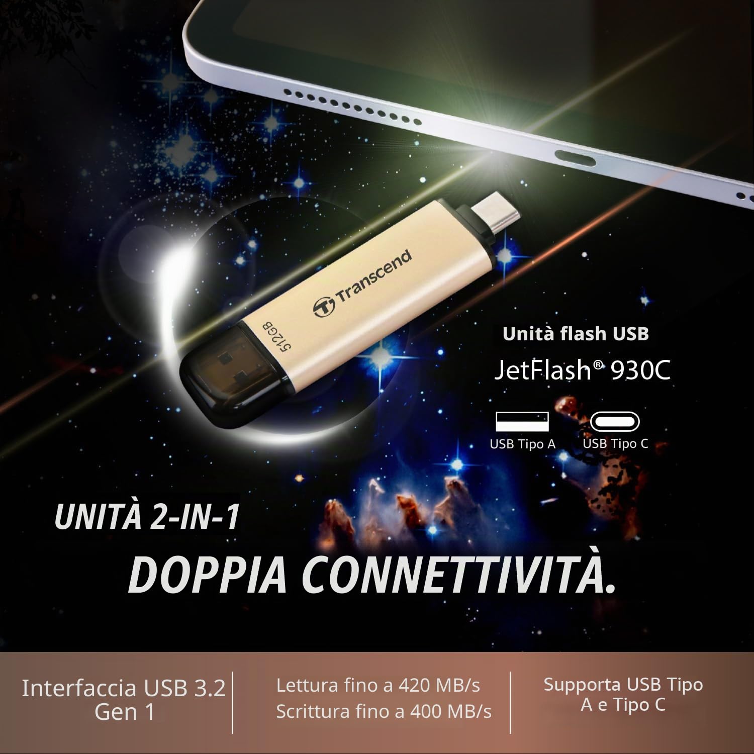 transcend-jetflash-930c-usb-3-2-gen-1-chiavetta-128gb-rosa-oro image 3