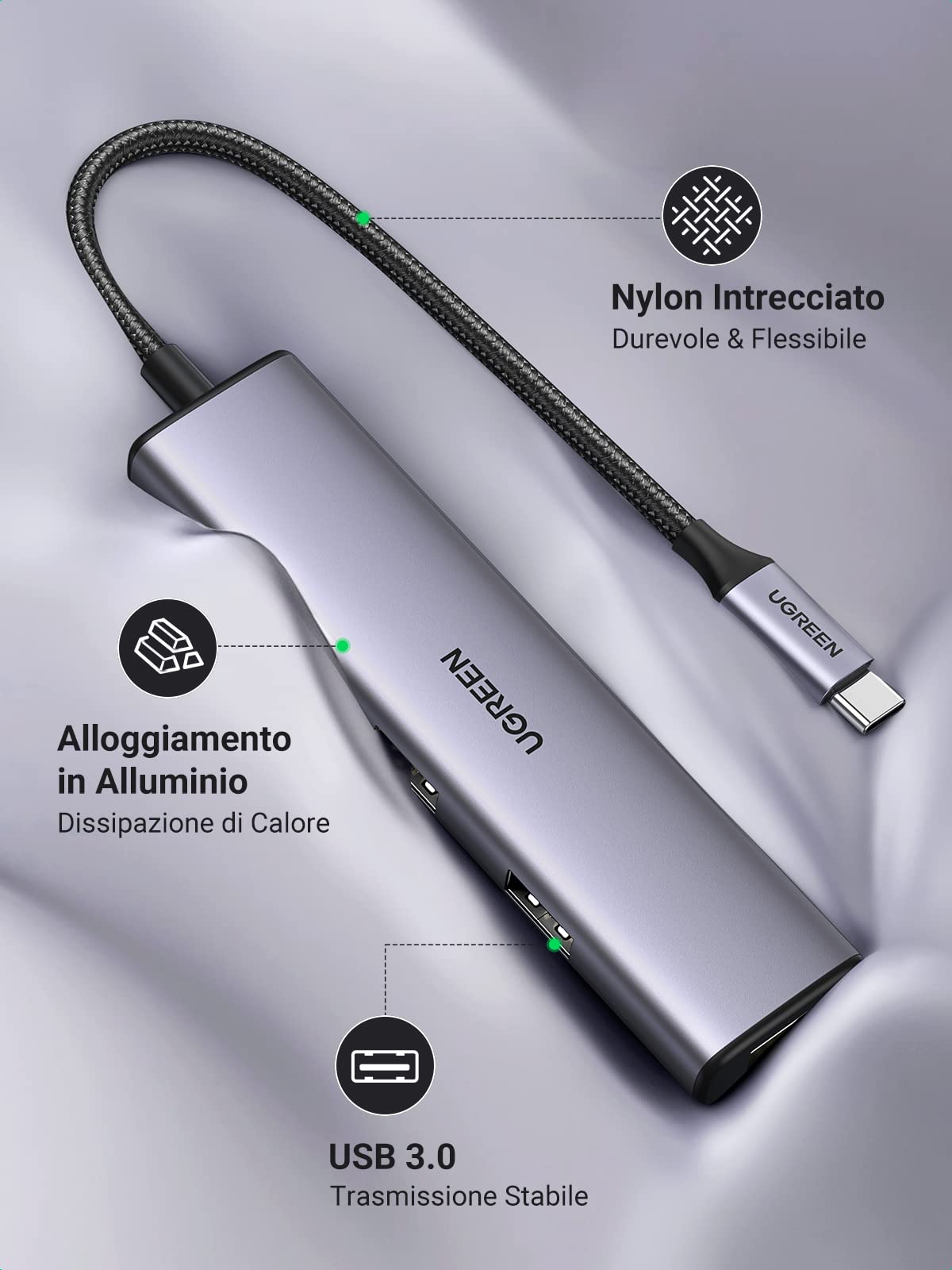 ugreen-hub-usb-c-a-4-porte-usb-3-0-otg-ultra-sottile image 5