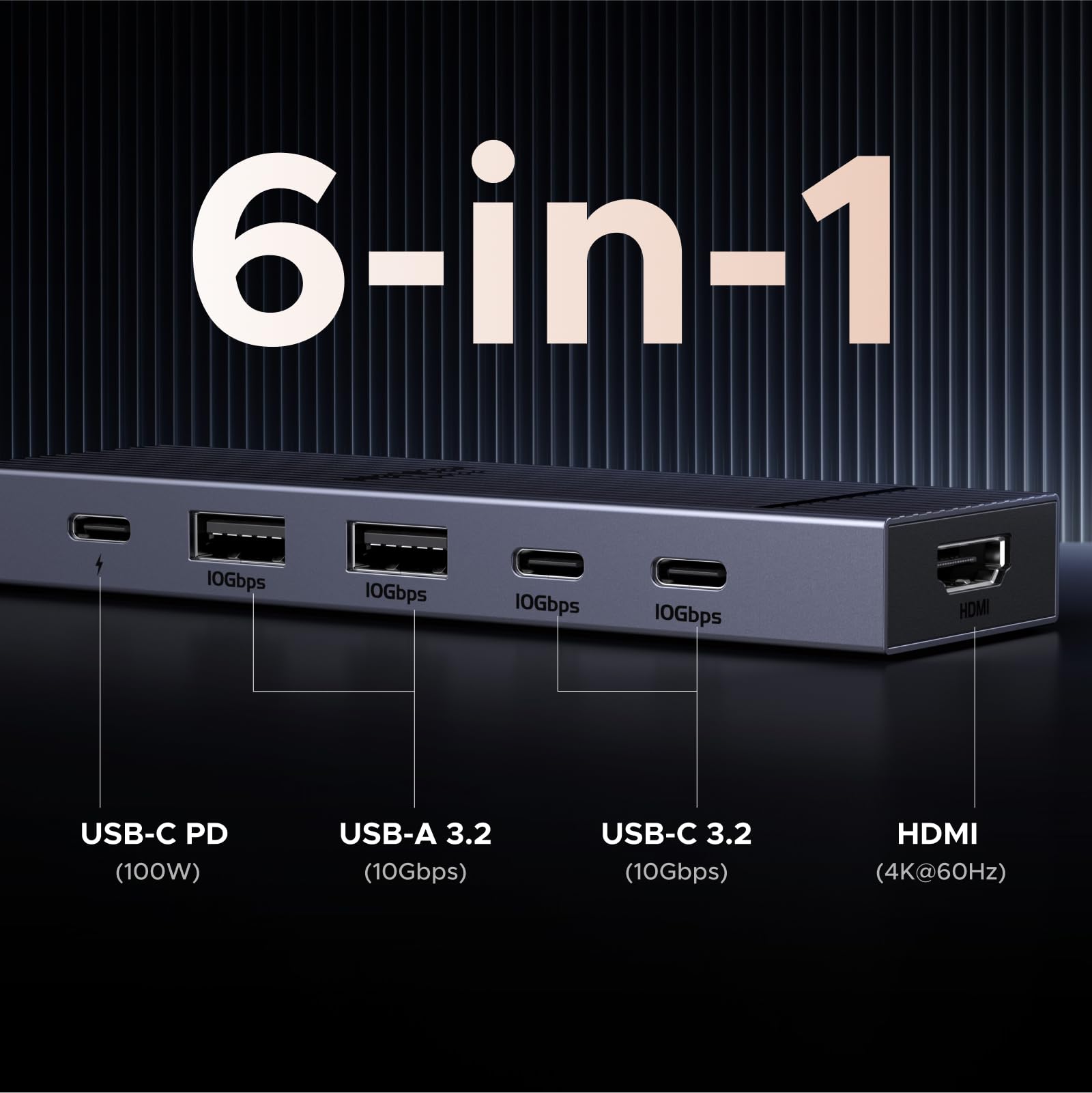 ugreen-revodok-pro-106-hub-usb-c-6-in-1-hdmi-4k-60hz-pd-100w-10gbps image 2