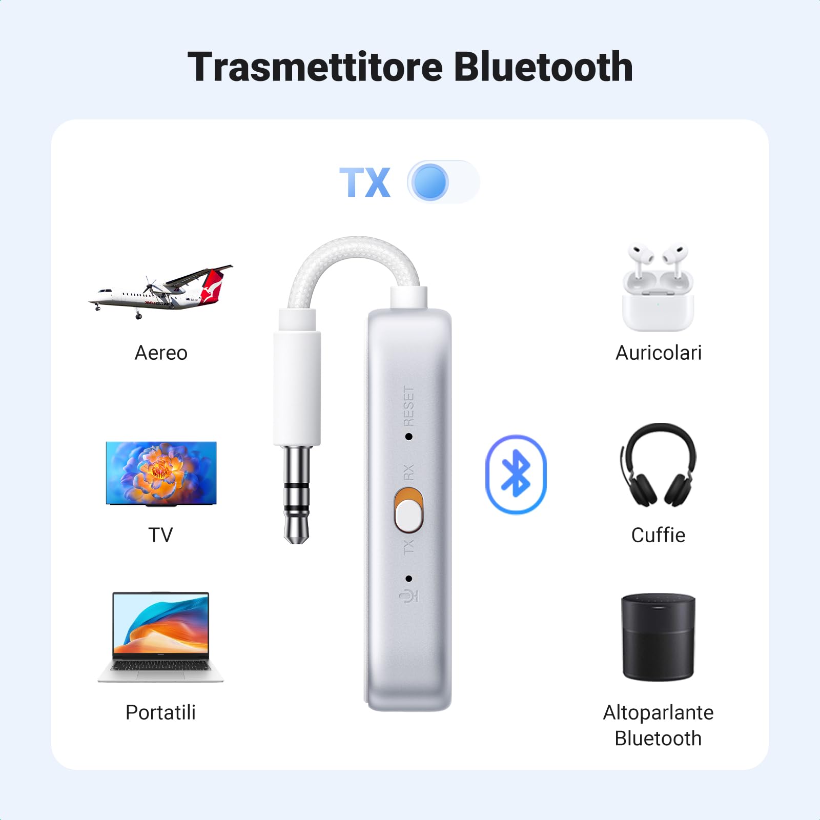 ugreen-trasmettitore-ricevitore-bluetooth-6-0-2-in-1-jack-3-5mm-18h-autonomia image 3