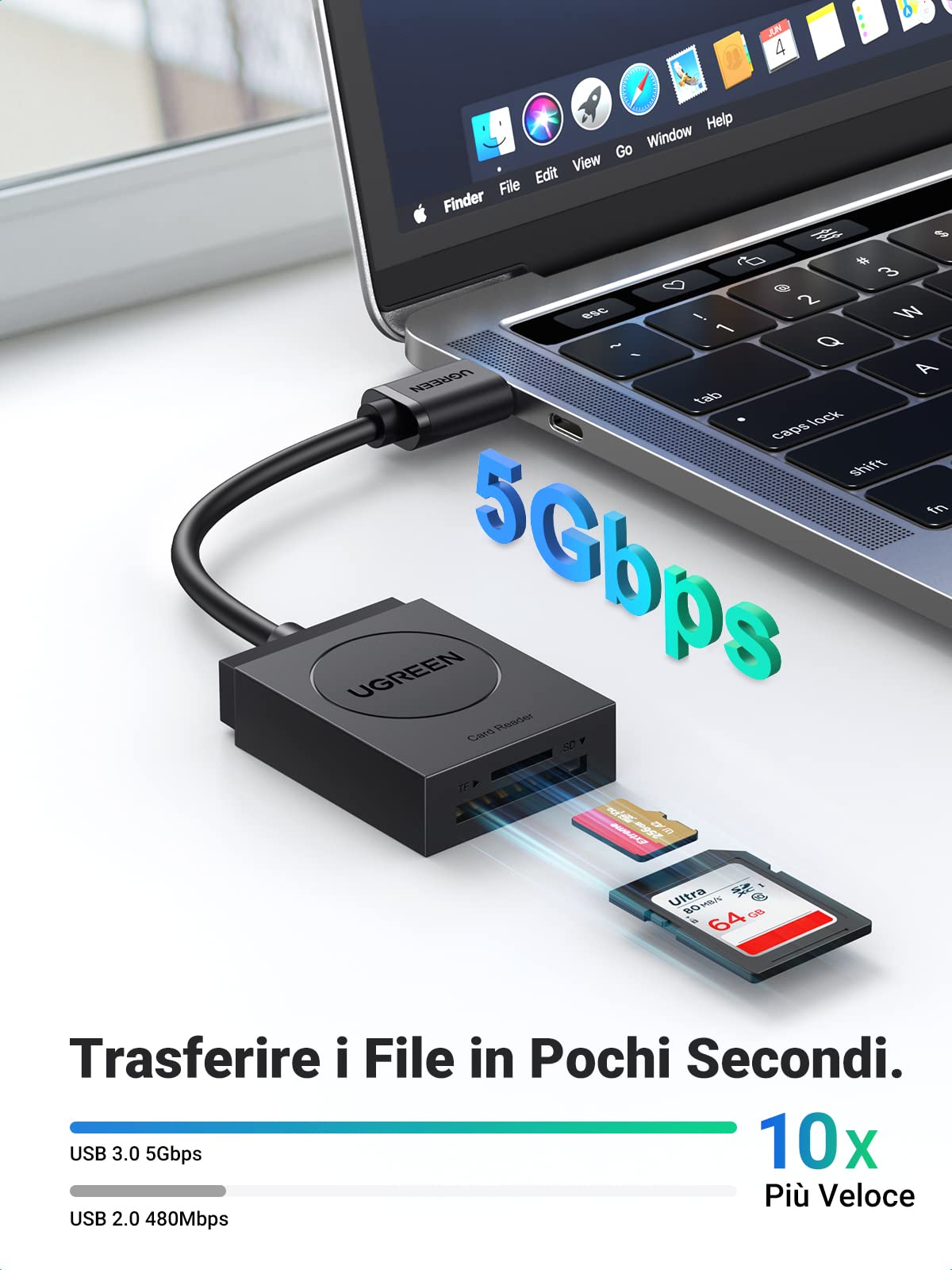 ugreen-lettore-schede-sd-microsd-usb-3-0-5gbps-doppio-slot image 3