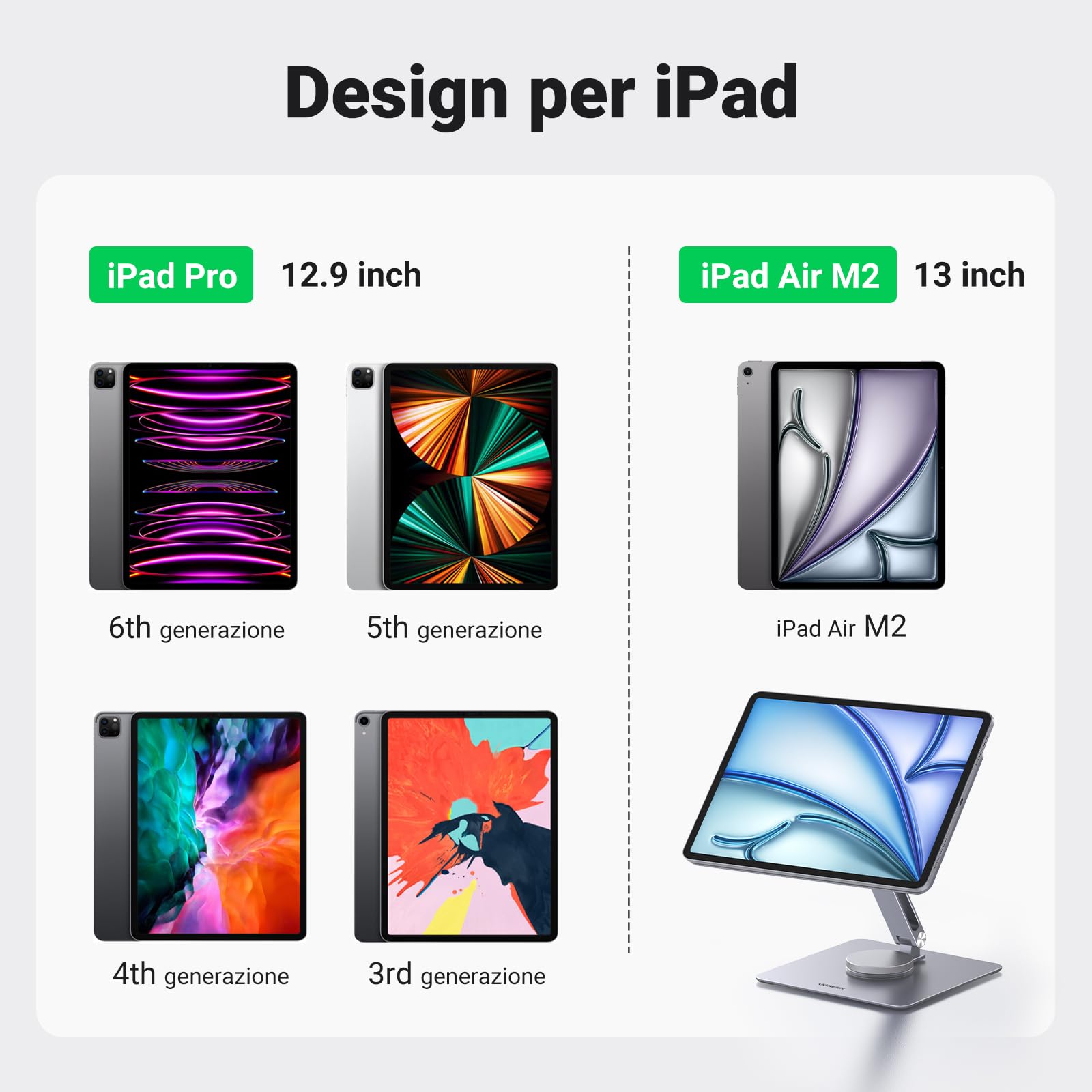 ugreen-supporto-magnetico-da-scrivania-per-ipad-pro-12-9-e-ipad-air-13-alluminio image 3