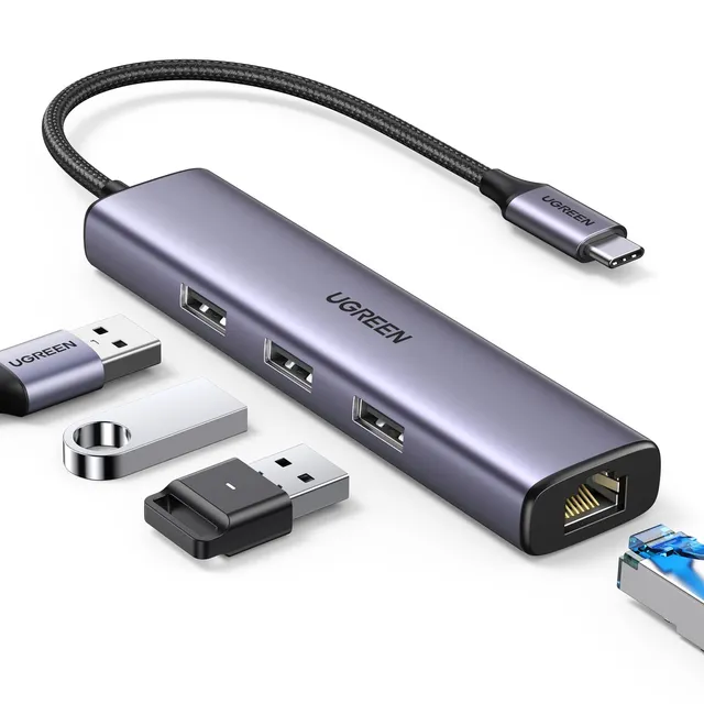 ugreen-hub-usb-c-4-in-1-ethernet-gigabit-3-porte-usb-3-0 image 1