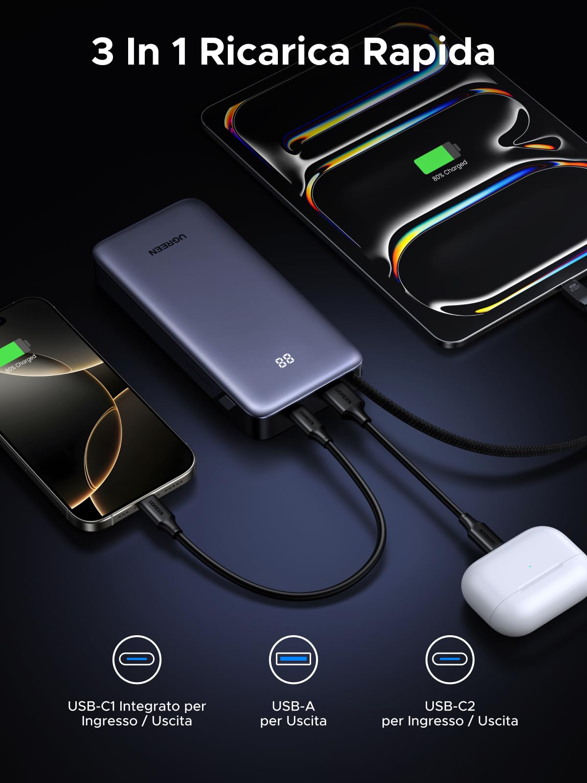 ugreen-nexode-power-bank-20000mah-45w-con-cavo-usb-c-integrato image 4