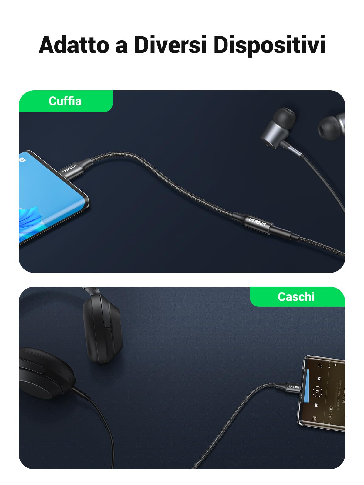 ugreen-adattatore-usb-c-a-jack-3-5mm-nylon-nero-per-cuffie image 6