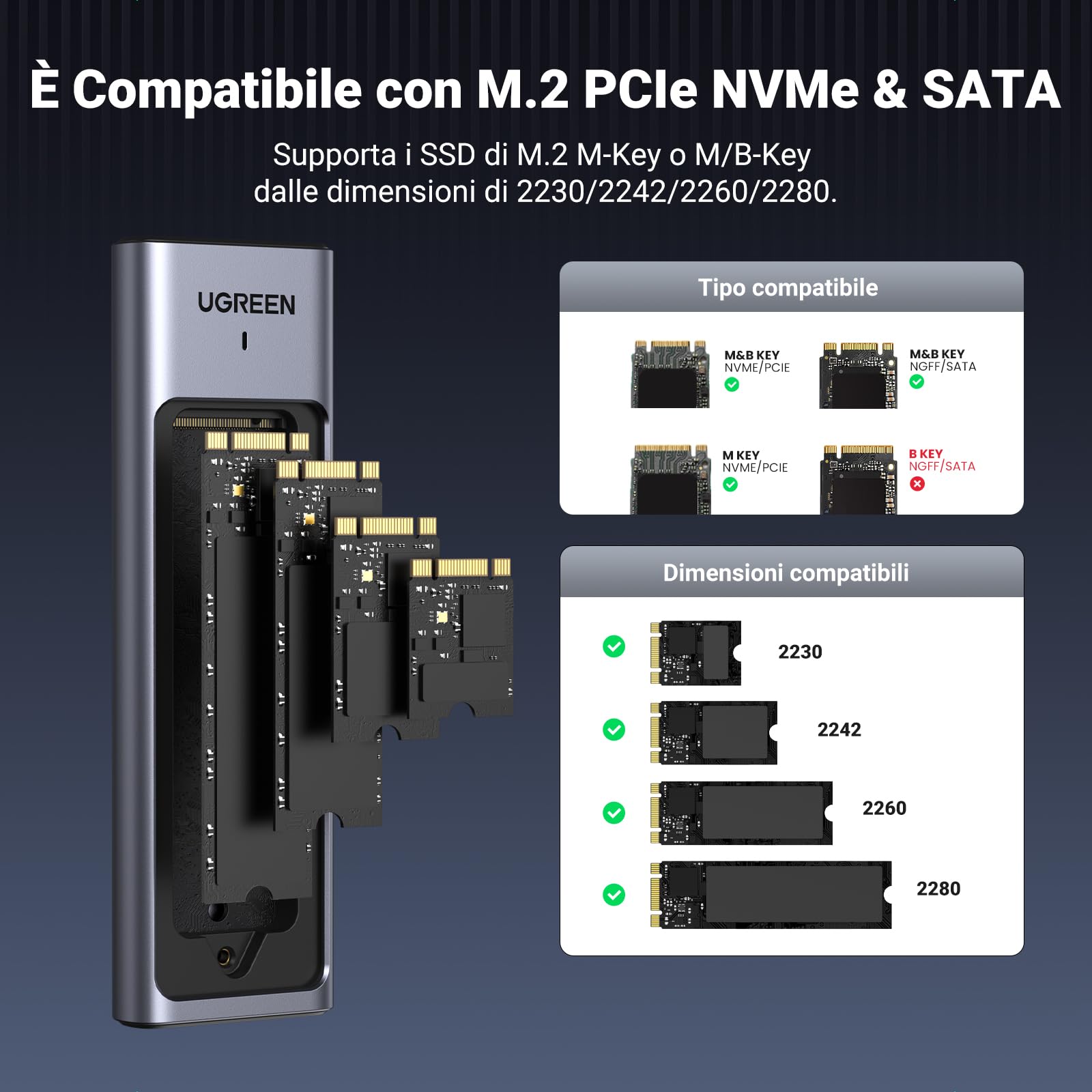 ugreen-case-ssd-m-2-nvme-sata-ngff-usb-c-3-2-gen-2-10gbps image 2