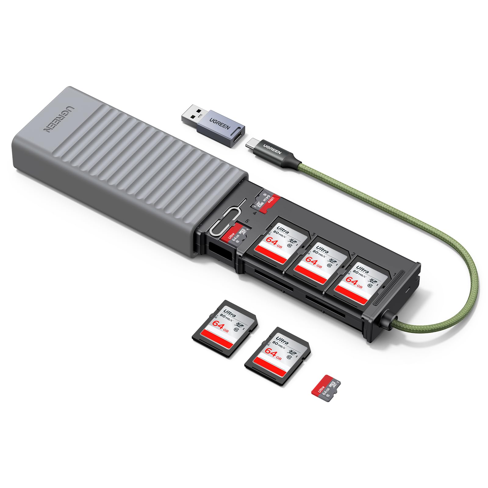 ugreen-lettore-schede-sd-tf-usb-c-usb-a-170mb-s-con-custodia-porta-schede image 1