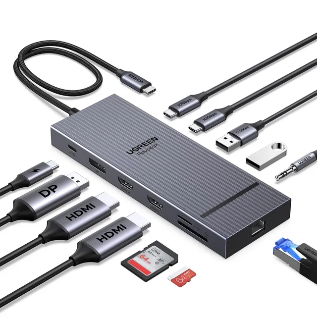 ugreen-revodok-pro-3121-hub-usb-c-12-in-1-triplo-display-4k-con-pd-100w image 1