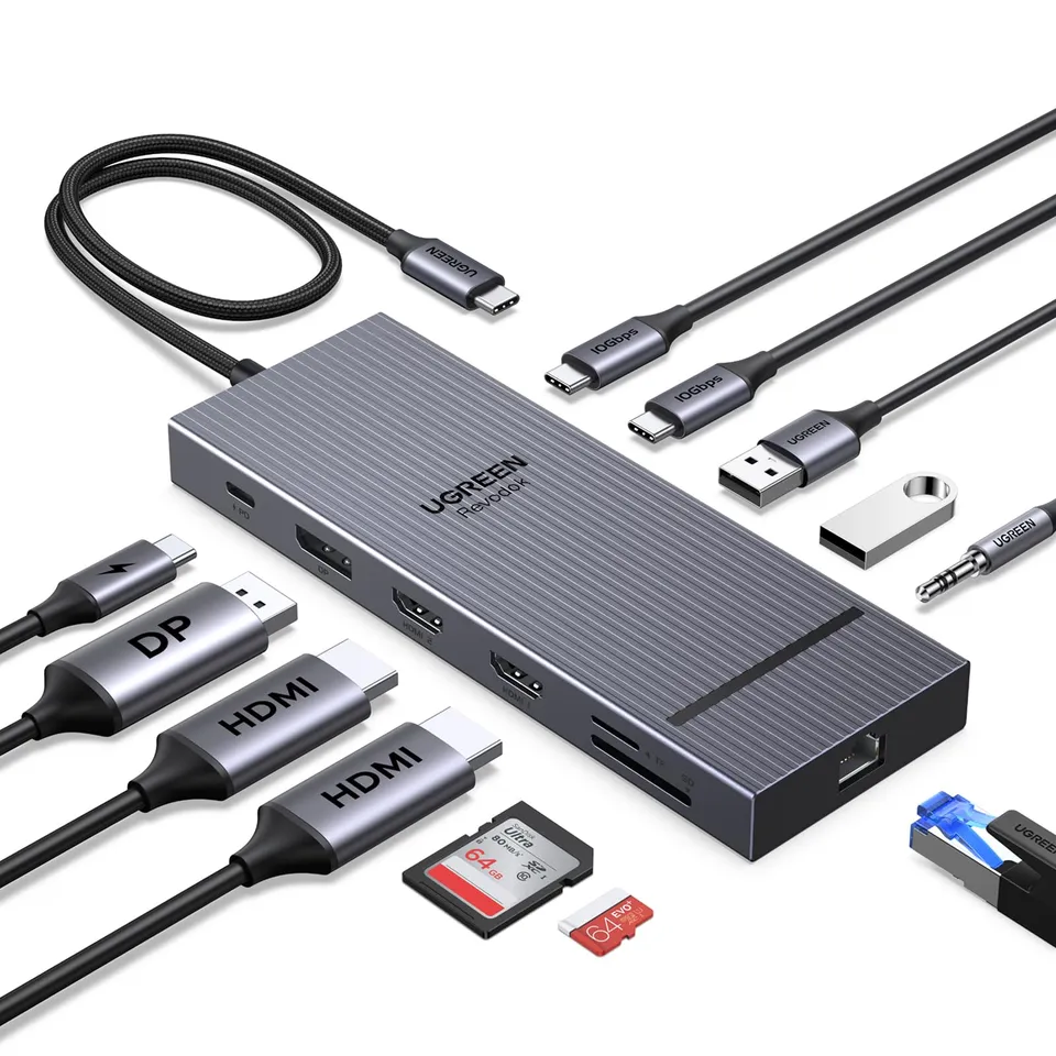 ugreen-revodok-pro-3121-hub-usb-c-12-in-1-triplo-display-4k-con-pd-100w image 1
