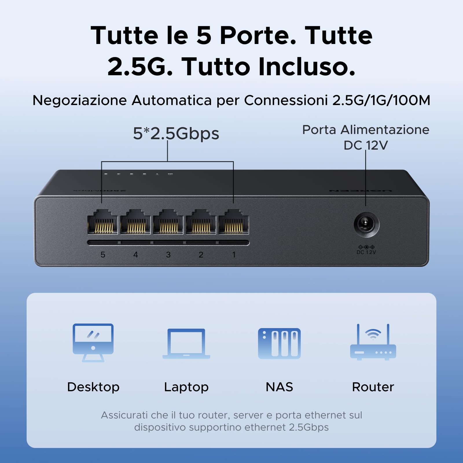 ugreen-switch-ethernet-2-5g-a-5-porte-rj45-non-gestito image 3