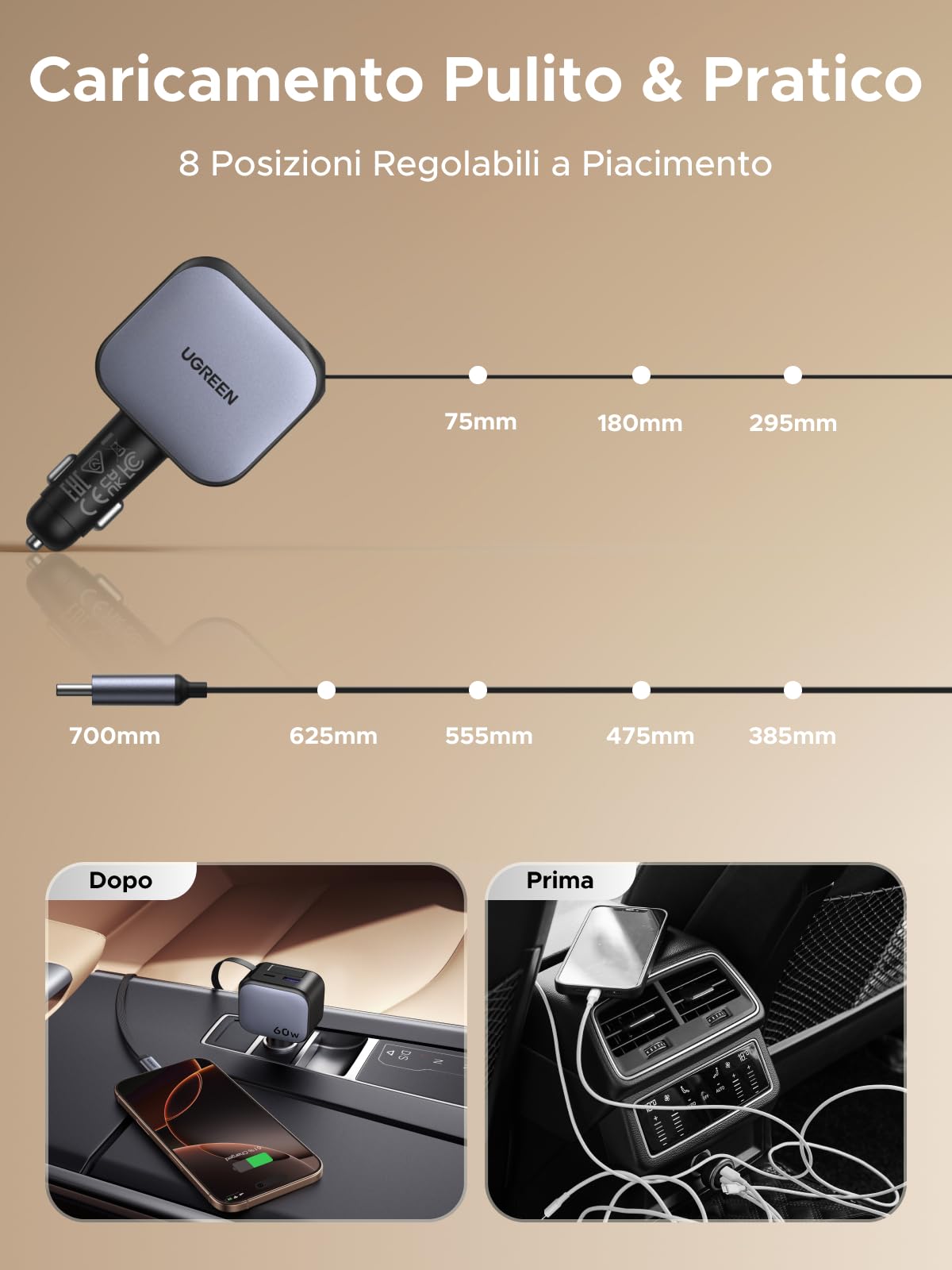 ugreen-nexode-caricatore-auto-60w-3-in-1-usb-c-retrattile-30w image 6