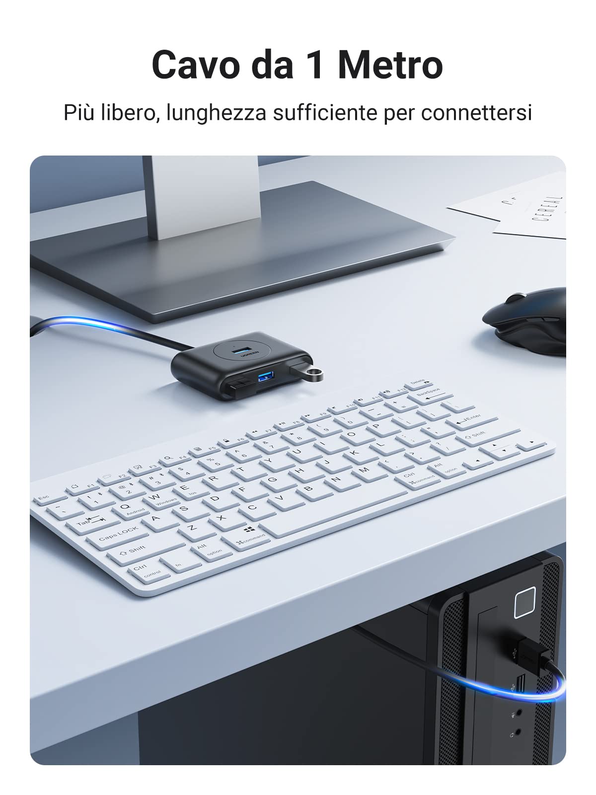 ugreen-hub-usb-3-0-4-porte-5gbps-con-cavo-100cm-nero image 5