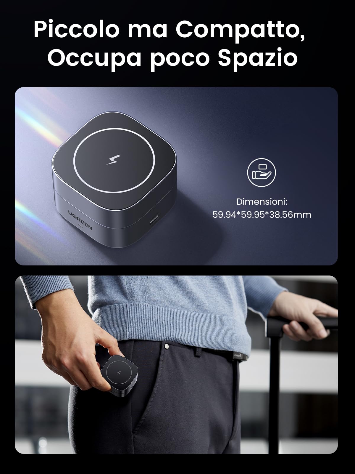 ugreen-magflow-caricatore-wireless-magnetico-2-in-1-magsafe-iphone-airpods-con-u image 7