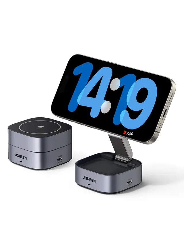 ugreen-magflow-caricatore-wireless-magnetico-2-in-1-magsafe-iphone-airpods-con-u image 1