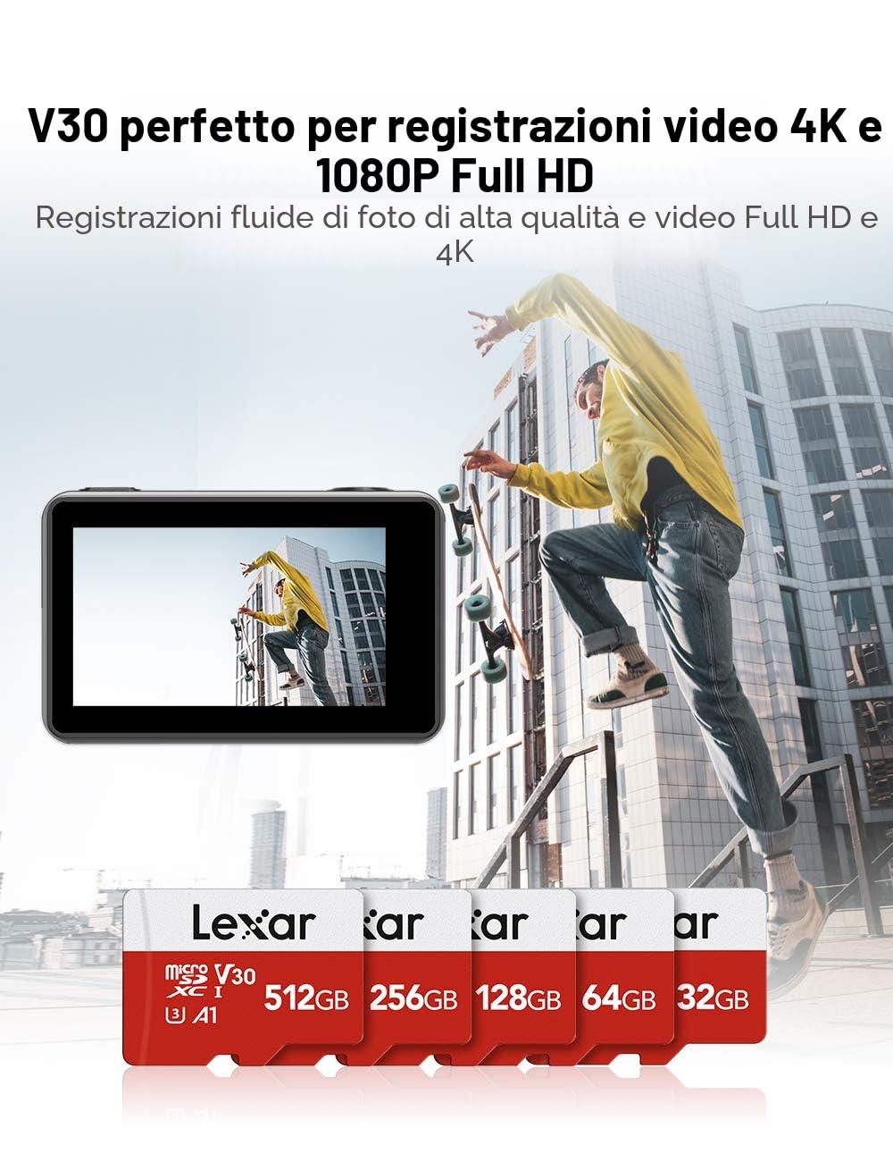 lexar-blue-series-scheda-micro-sd-32gb-2-pack-100mb-s-uhs-i-u1-a1-con-adattatori image 3