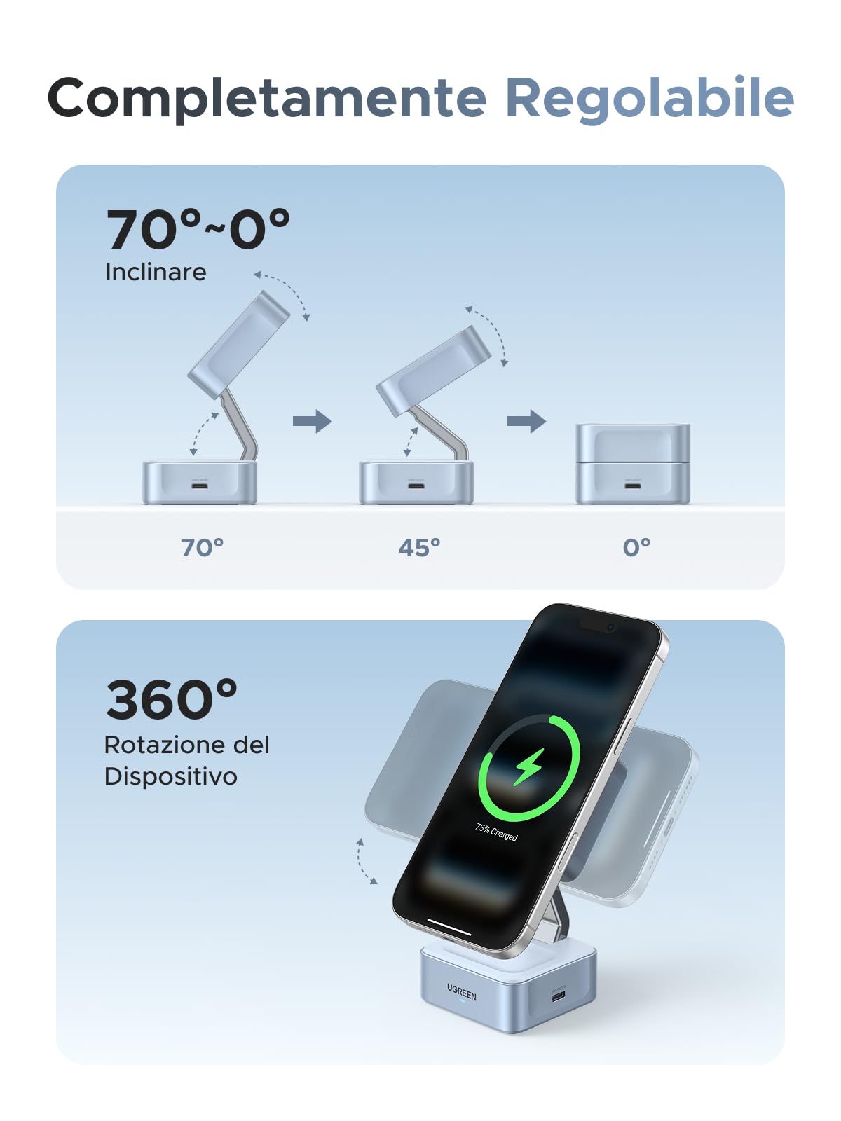 ugreen-magflow-qi2-stazione-ricarica-wireless-2-in-1-25w-per-iphone-airpods image 8