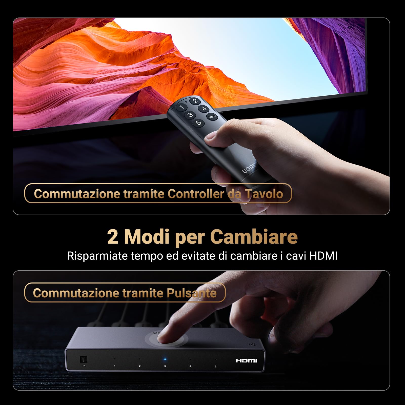 ugreen-switch-hdmi-2-1-8k-60hz-5-ingressi-1-uscita-con-telecomando image 5