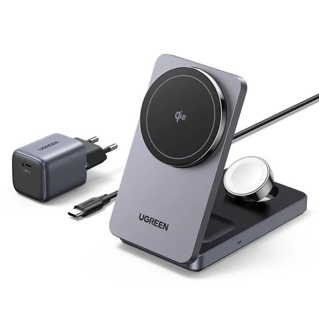 ugreen-magflow-qi2-caricatore-wireless-3-in-1-15w-per-iphone-airpods-e-apple-wat image 1