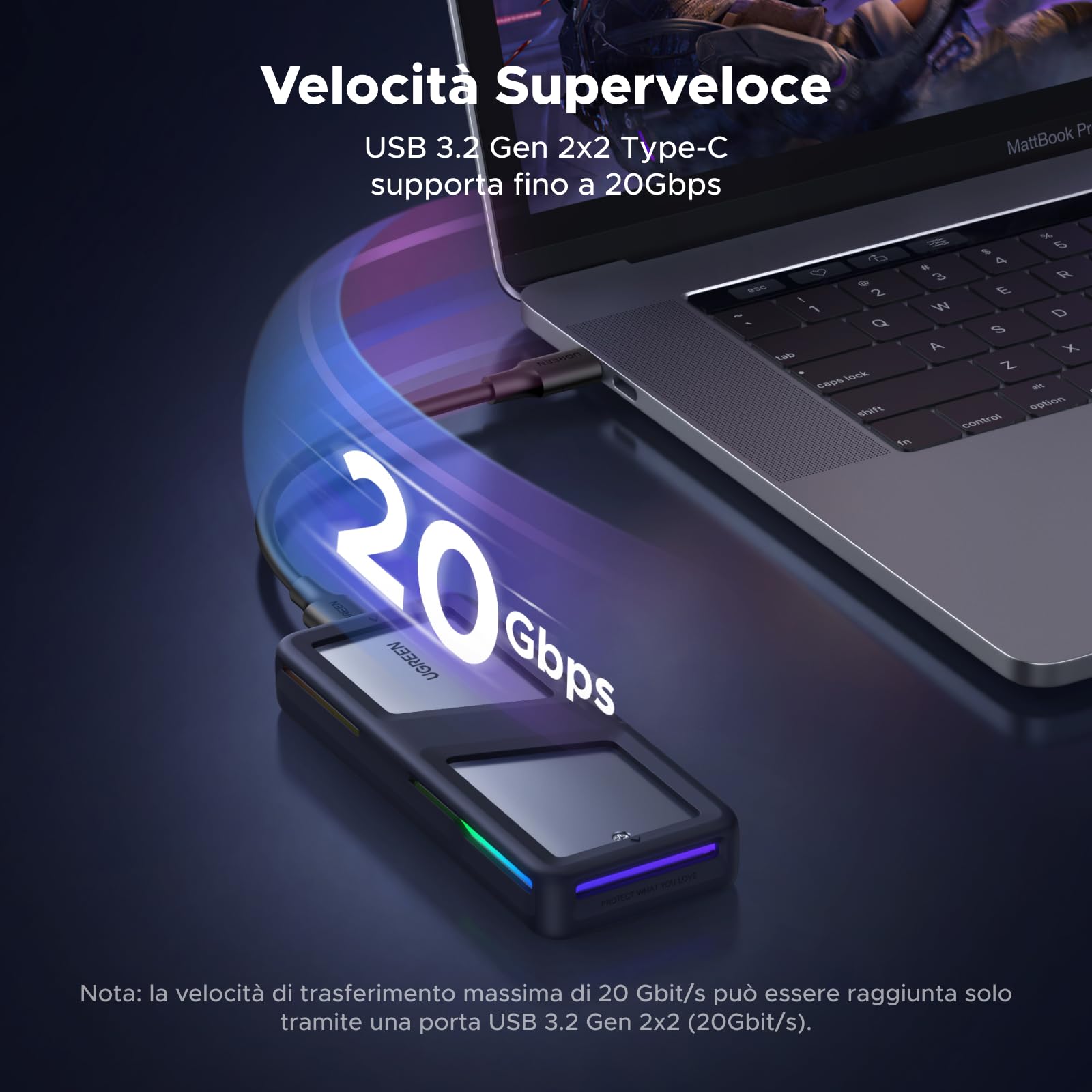 ugreen-enclosure-ssd-m-2-nvme-sata-20gbps-usb-c-rgb-8tb image 2