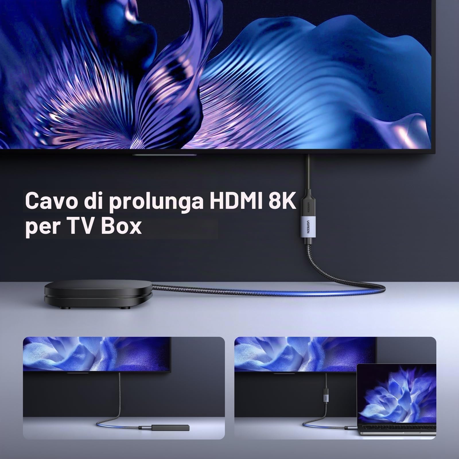 ugreen-cavo-prolunga-hdmi-2-1-maschio-femmina-8k-60hz-4k-240hz-48gbps-1m image 4