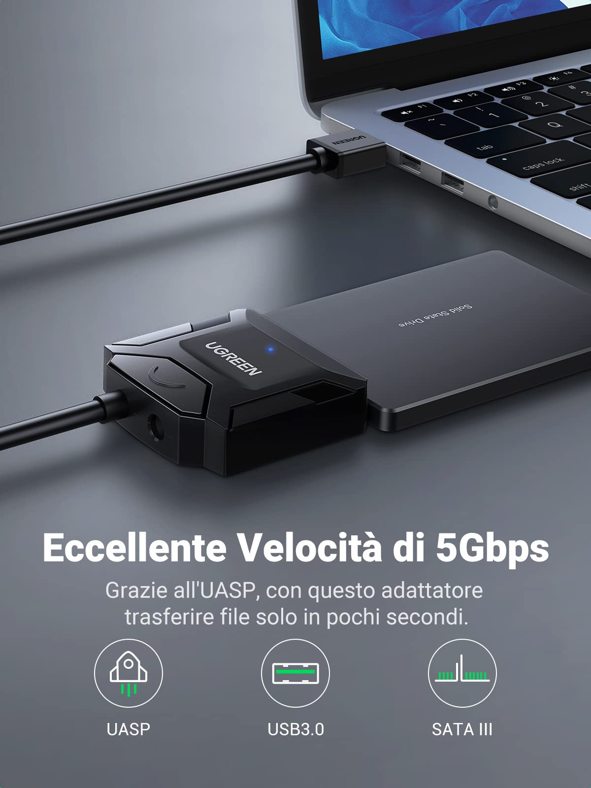 ugreen-adattatore-sata-a-usb-3-0-type-a-5gbps-con-alimentatore-12v-per-hdd-ssd-2 image 3