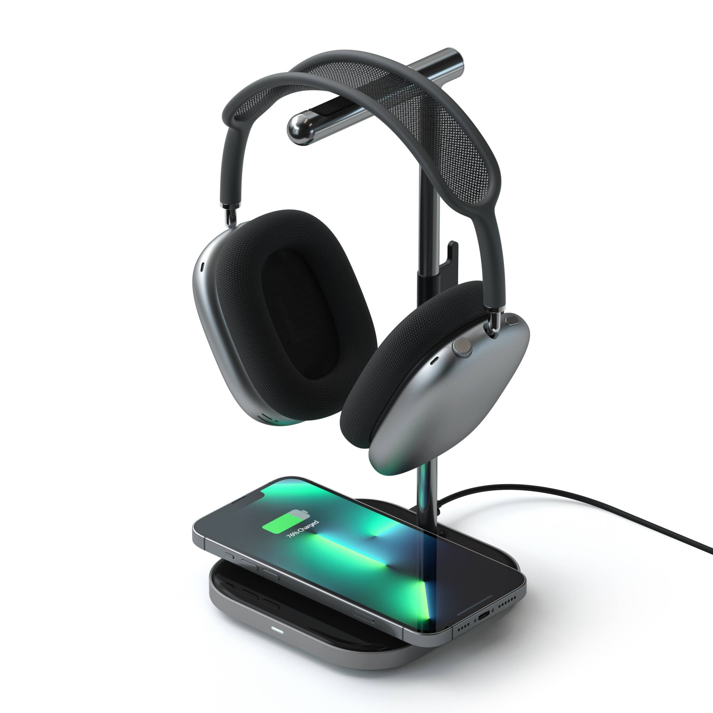 satechi-2-in-1-headphone-stand-con-ricarica-wireless-per-airpods-max-e-iphone image 1
