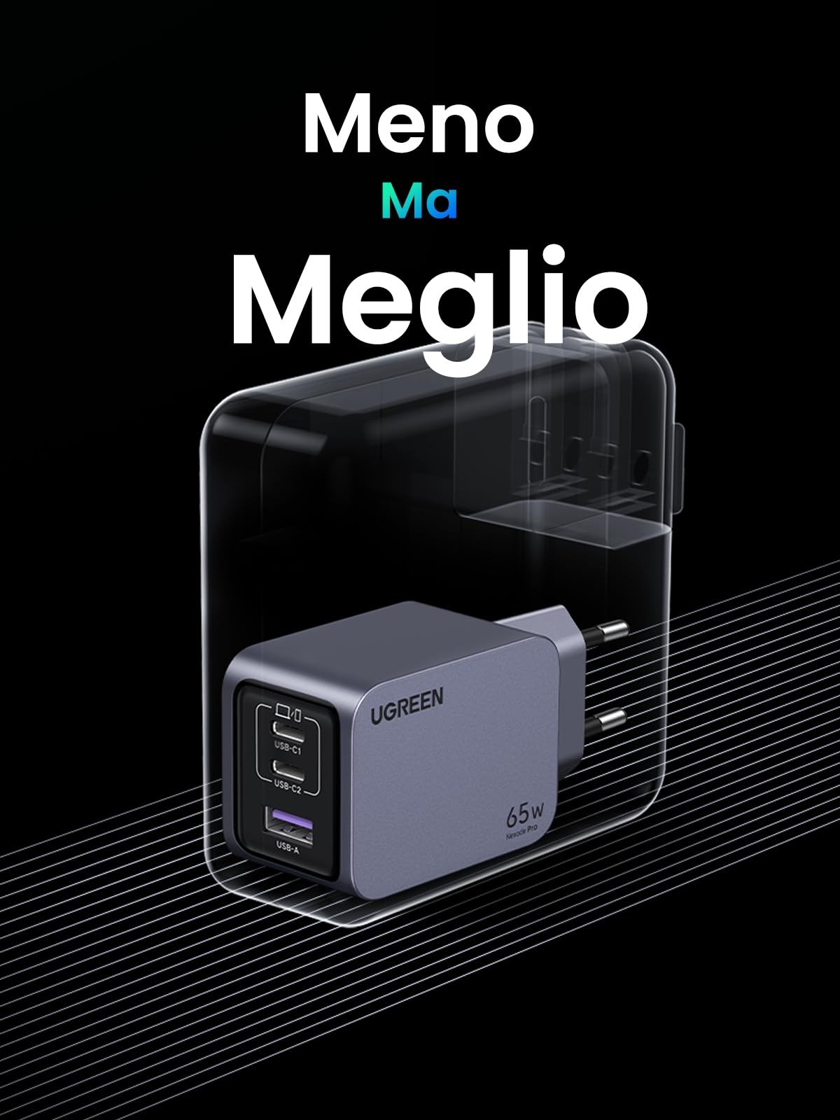 ugreen-nexode-pro-65w-caricatore-usb-c-gan-3-porte-pd-3-0-pps image 8