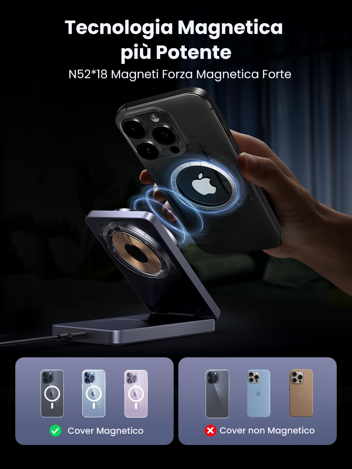 ugreen-magflow-caricatore-magnetico-2in1-per-iphone-e-airpods image 3