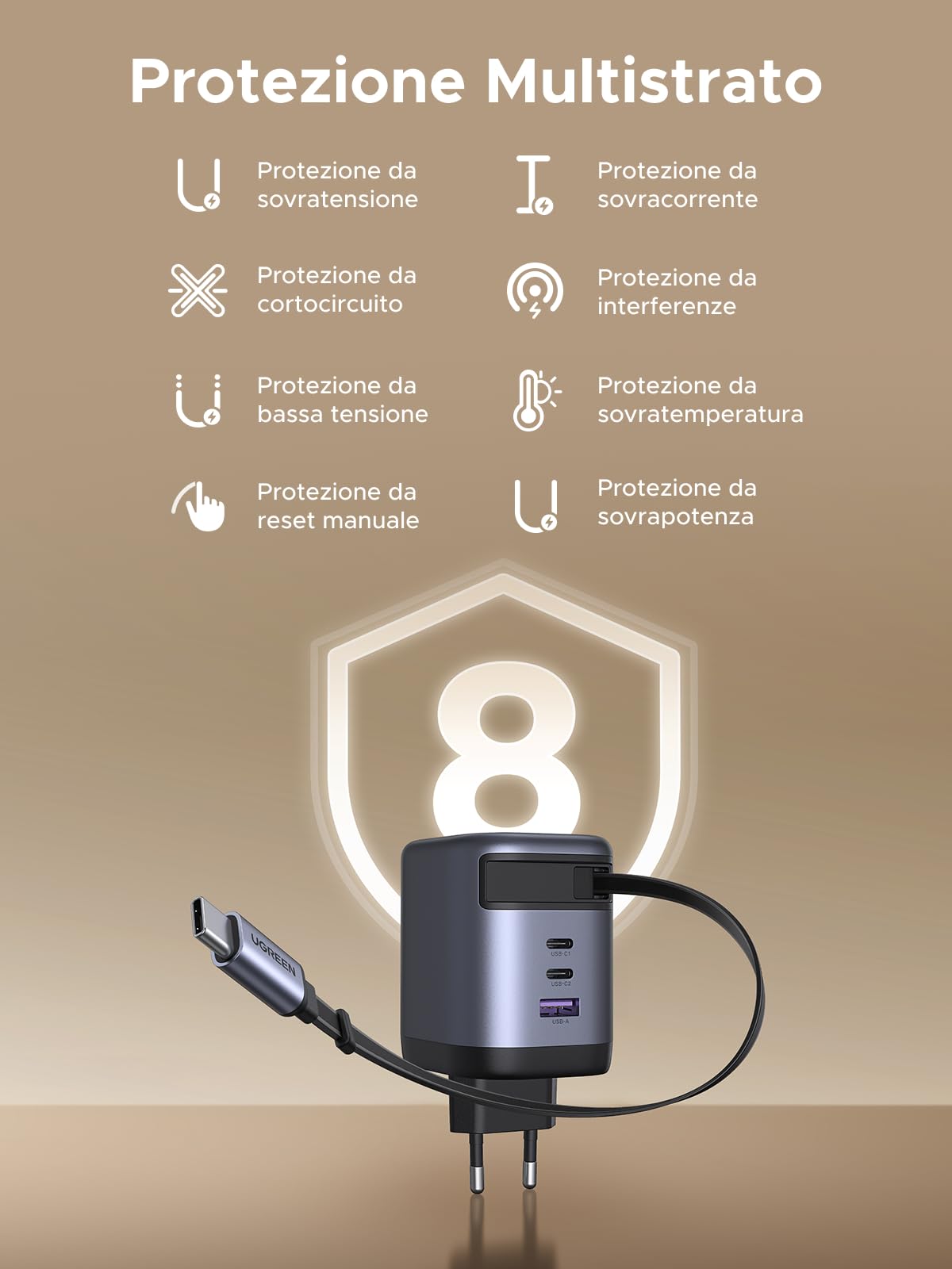 ugreen-nexode-100w-caricatore-gan-retrattile-4in1-3x-usb-c-usb-a image 5