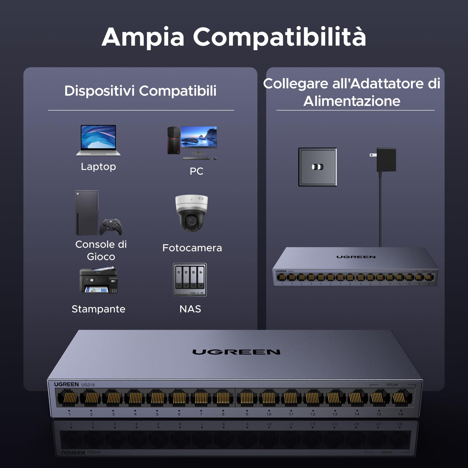 ugreen-switch-lan-gigabit-16-porte-10-100-1000-mbps-metallico-con-vlan image 6