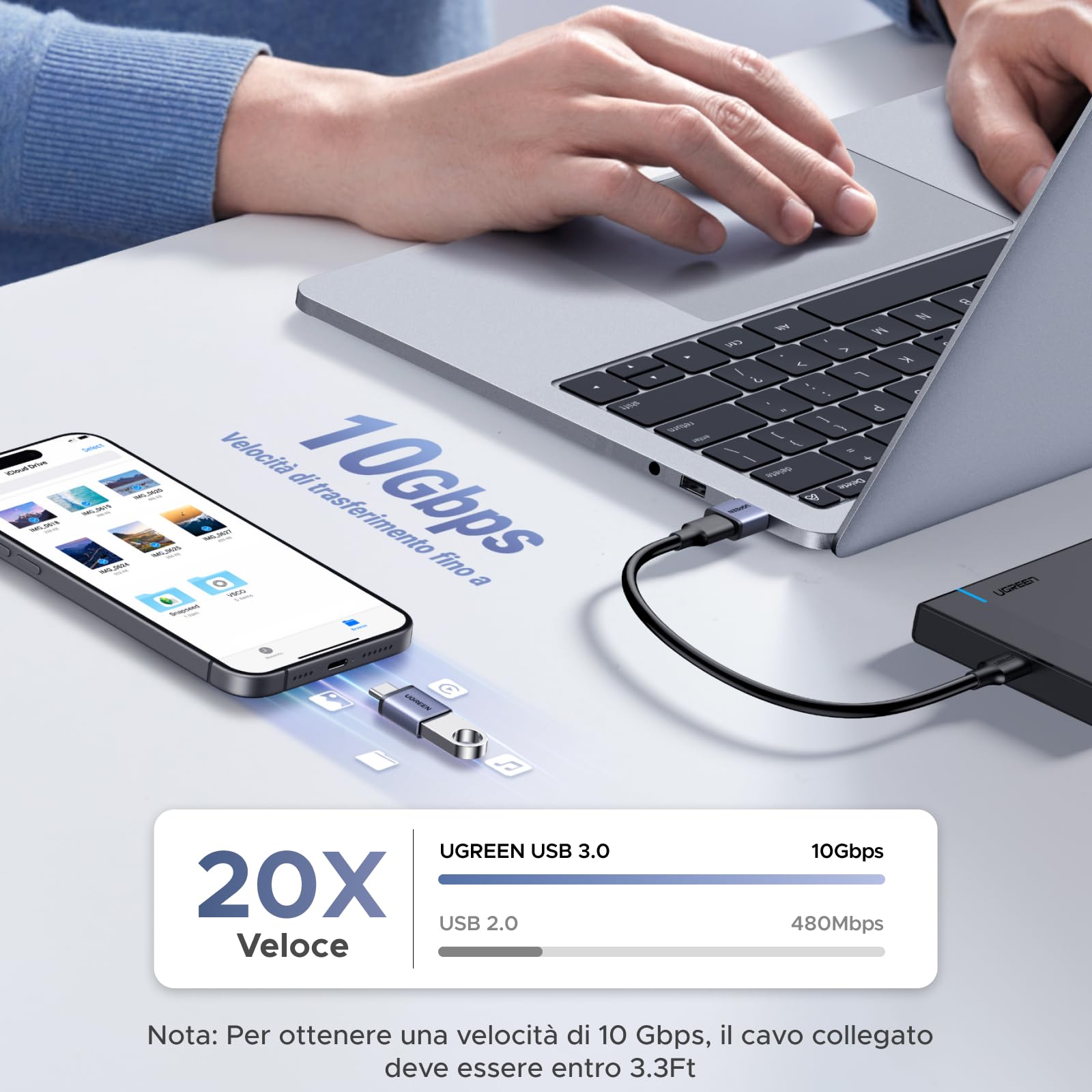 ugreen-adattatore-usb-c-usb-a-10gbps-set-4-pezzi-otg image 2
