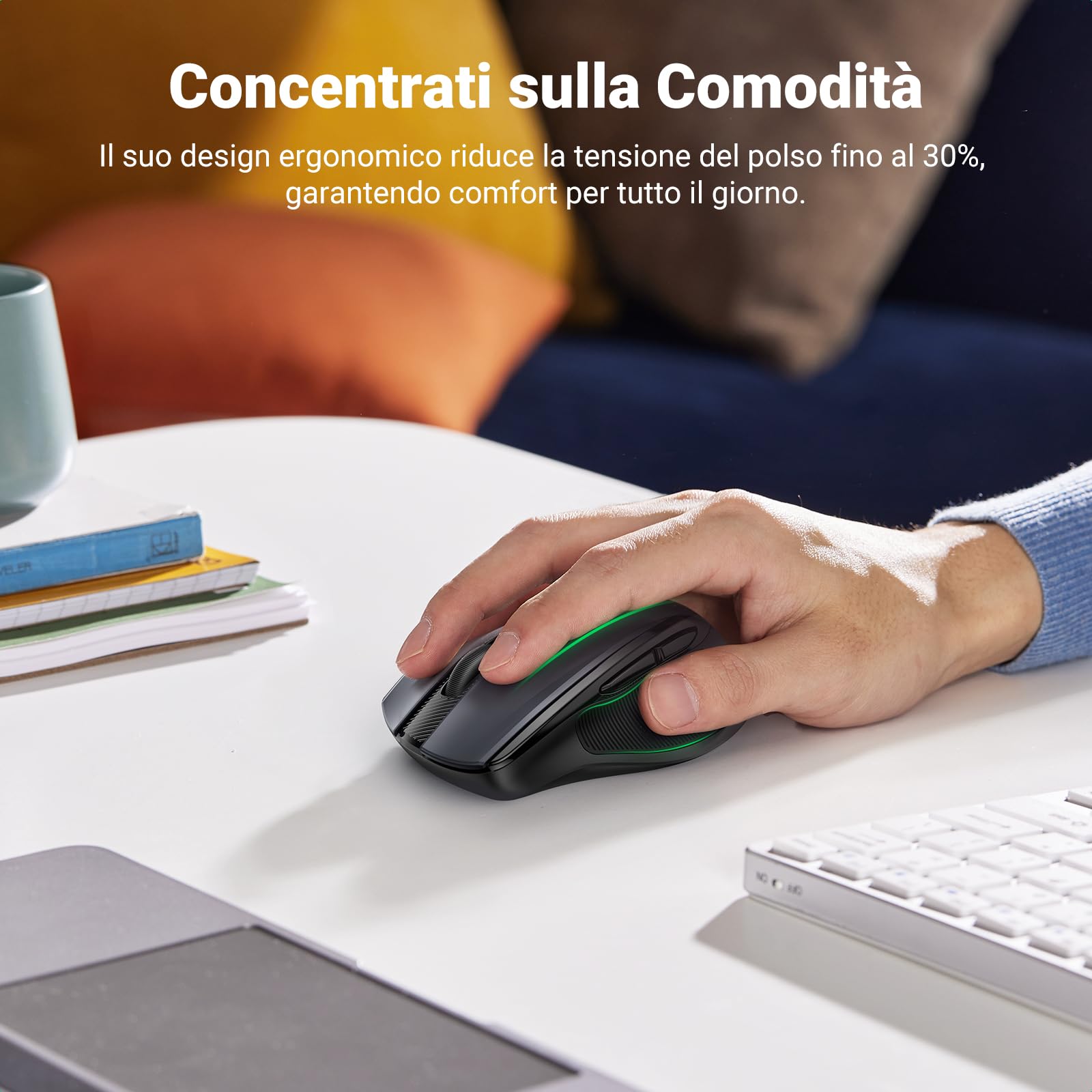 ugreen-mouse-wireless-2-4ghz-ergonomico-silenzioso-4000-dpi-nero image 2