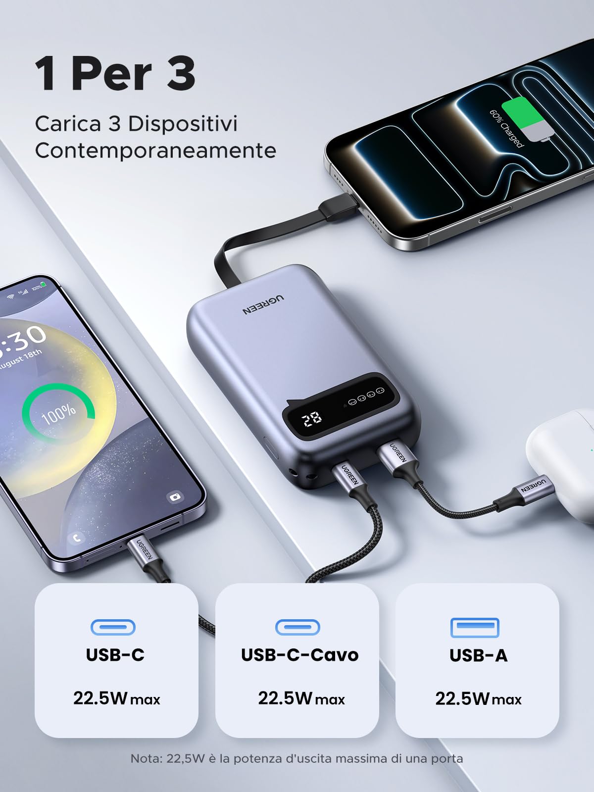 ugreen-zapix-22-5w-power-bank-20000mah-usb-c-con-2-cavi image 4