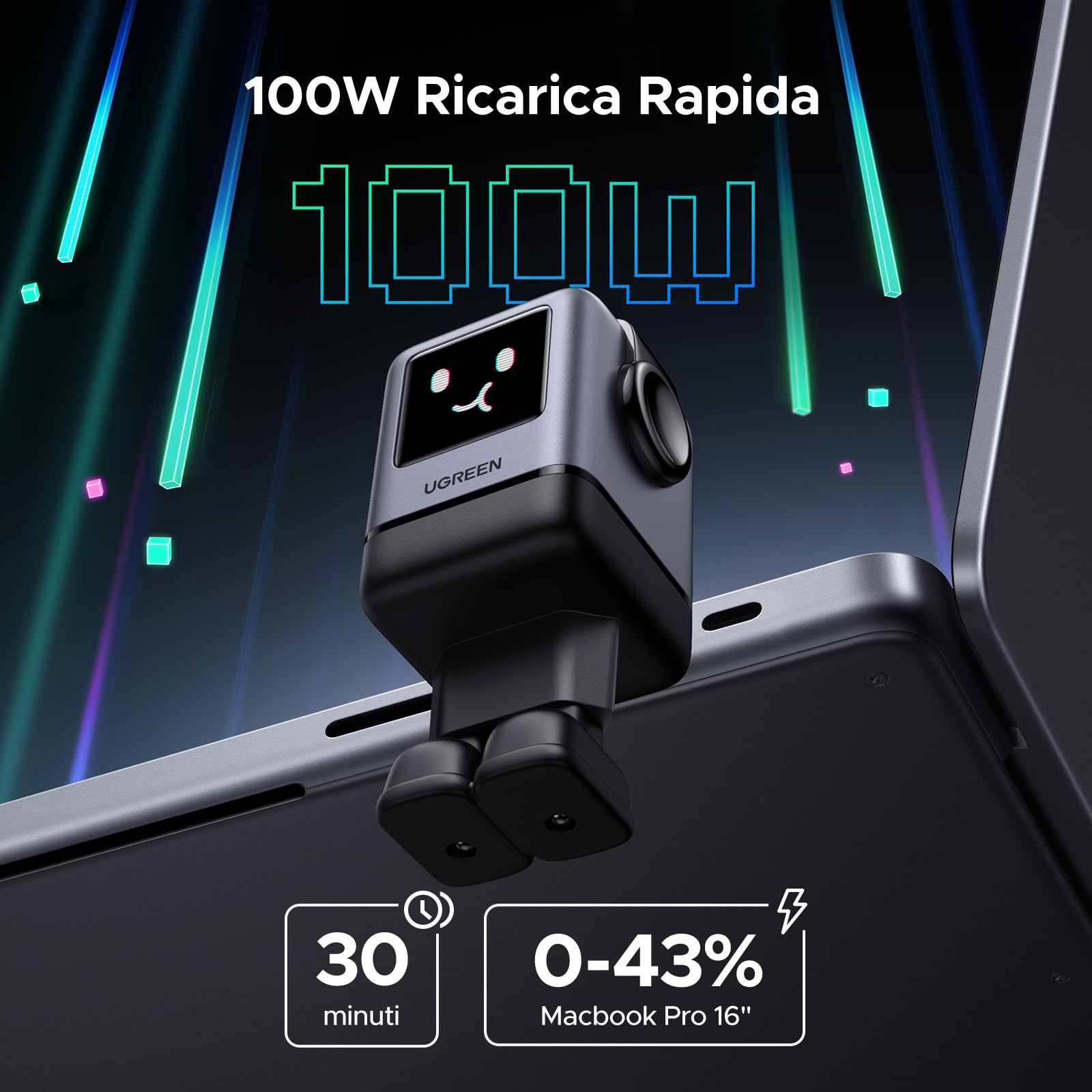 ugreen-uno-100w-gan-robot-caricatore-usb-c-4-porte-pd-3-0-pps-45w image 3
