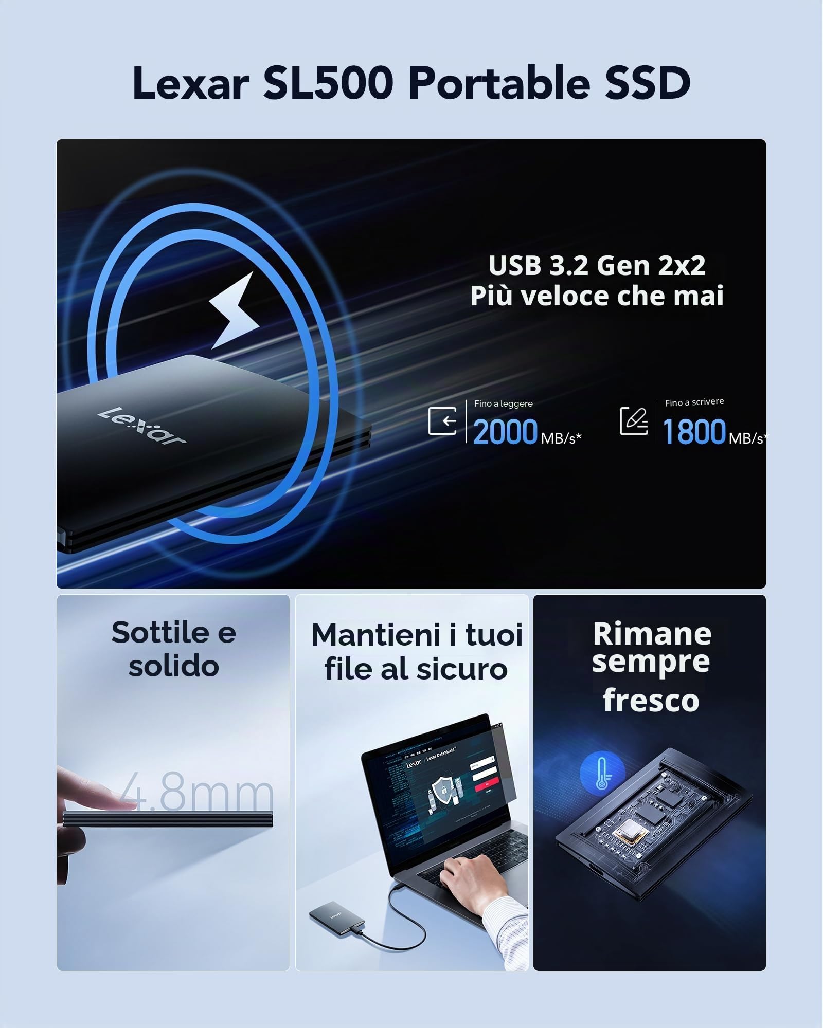 lexar-sl500-ssd-esterno-portatile-1tb-usb-3-2-gen-2x2 image 2