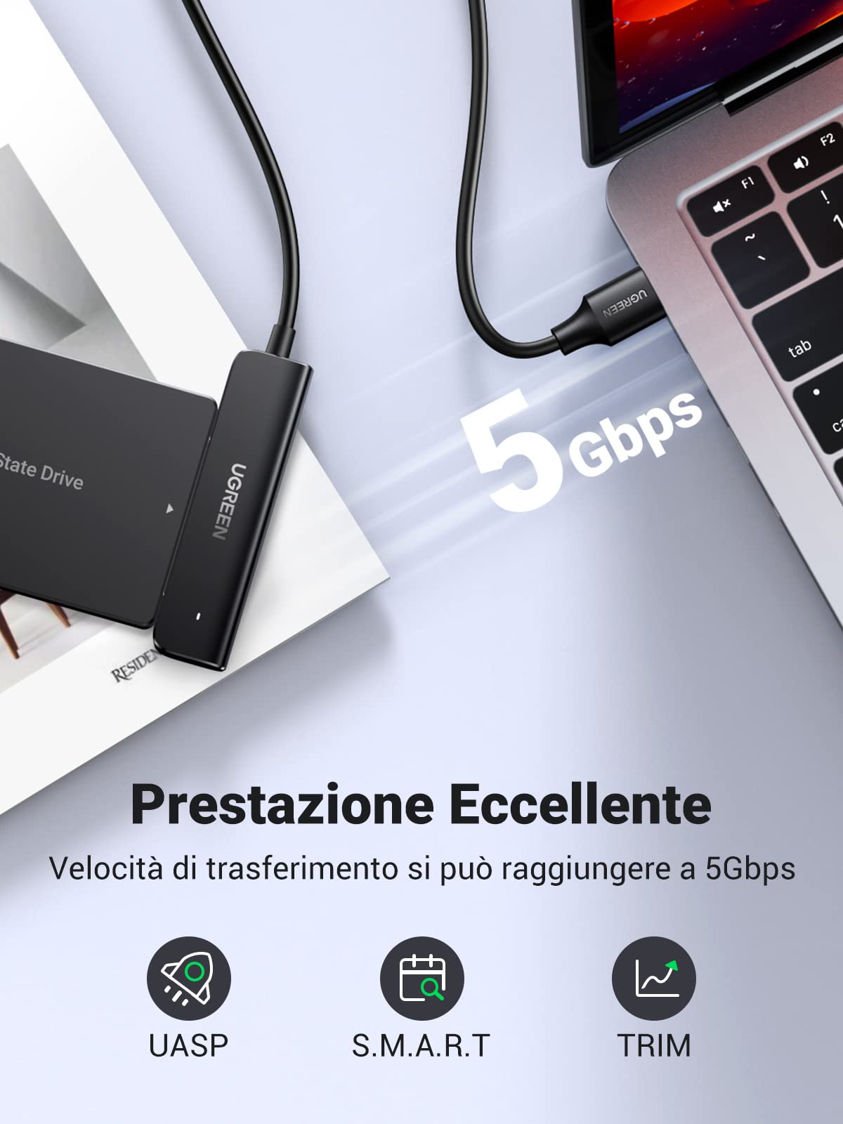 ugreen-adattatore-sata-usb-3-0-per-ssd-hdd-2-5-fino-a-6tb-5gbps image 2