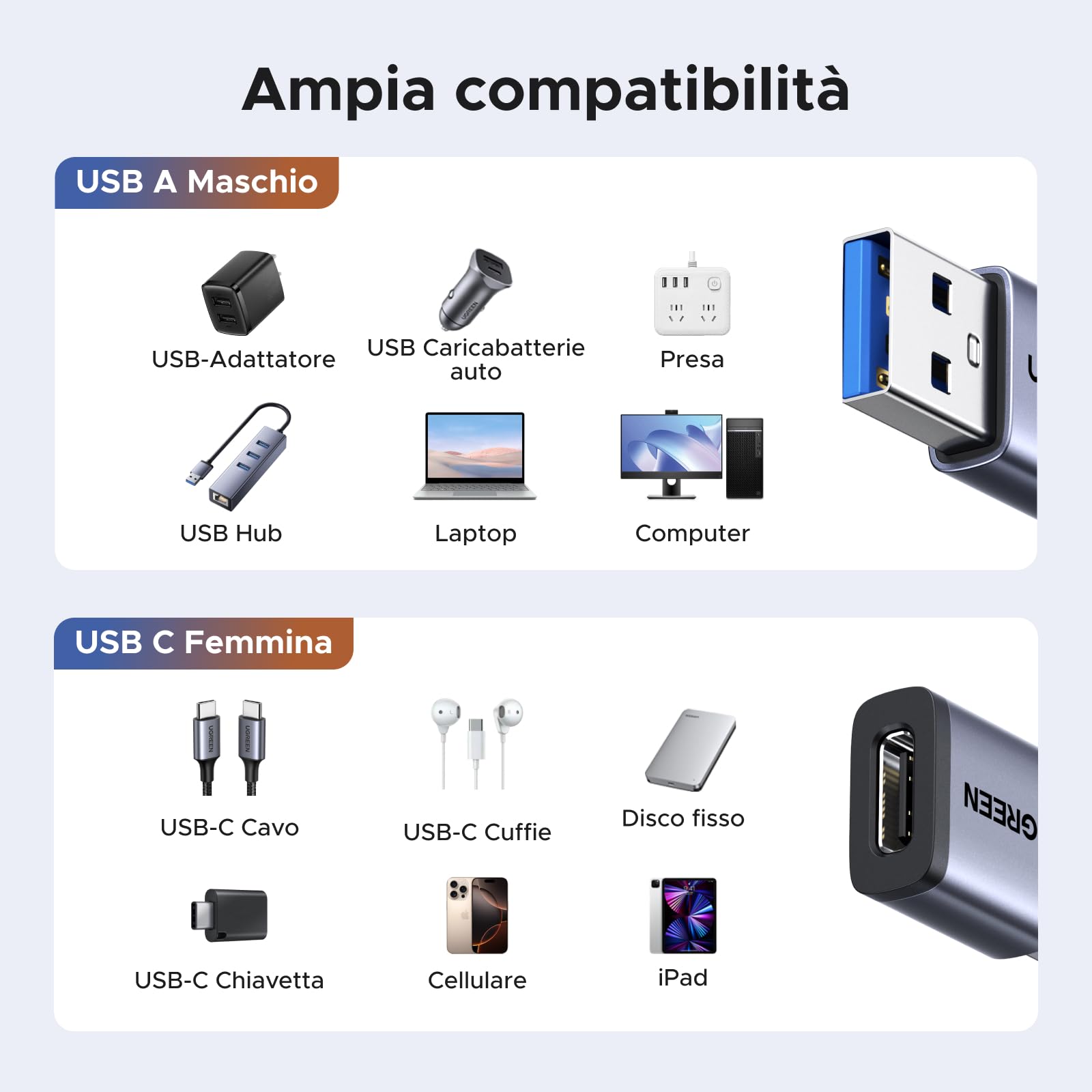 ugreen-adattatore-usb-c-a-usb-a-3-2-10gbps-confezione-da-5-pezzi-in-alluminio image 3