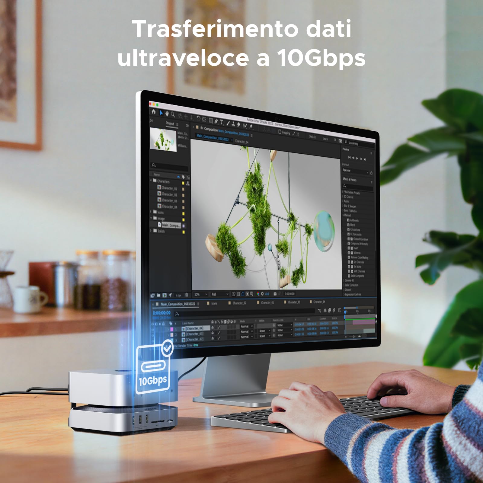 ugreen-docking-station-usb4-40gbps-per-mac-mini-m4-m4-pro-con-case-ssd-m-2-nvme- image 8
