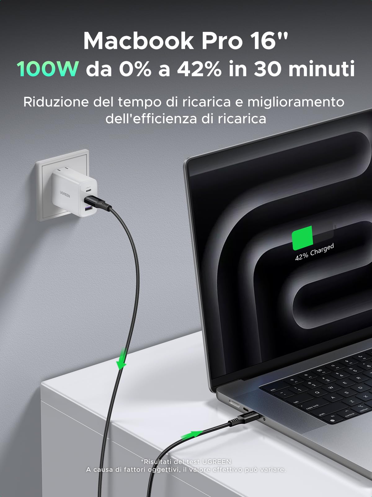 ugreen-zapix-cavo-usb-c-a-usb-c-100w-pd-3-0-1m-nylon image 3