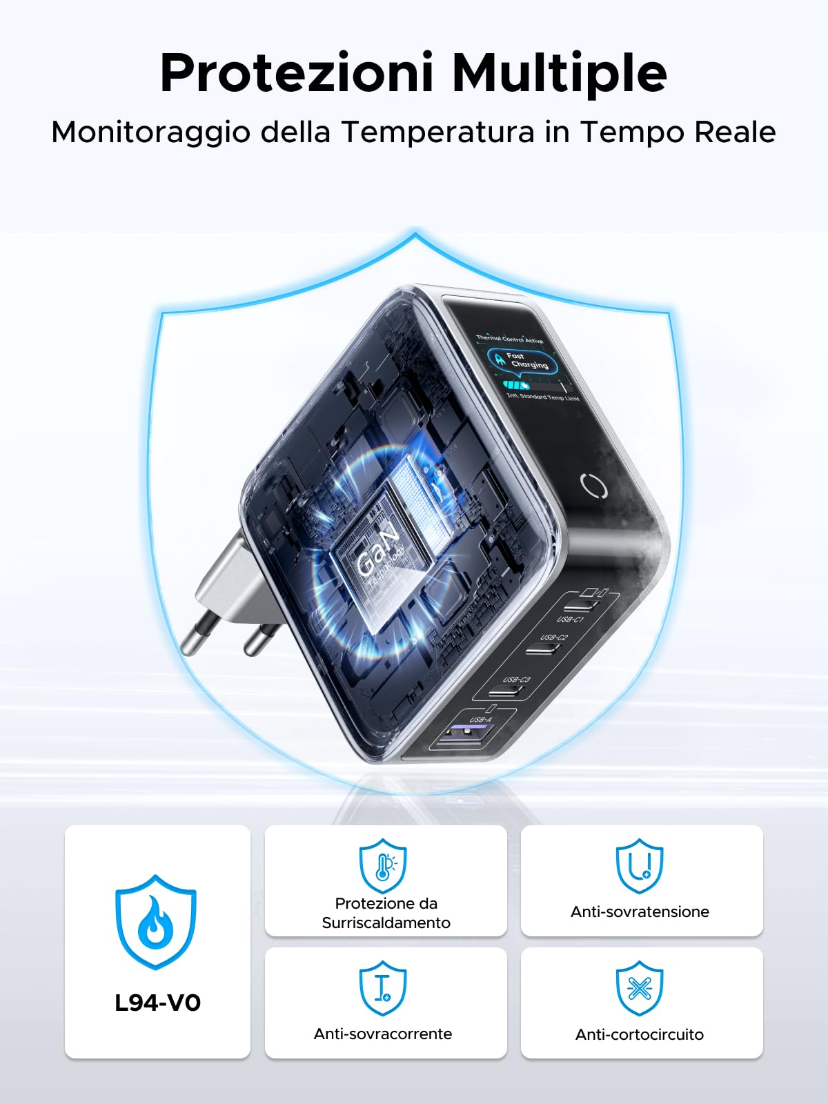 ugreen-nexode-pro-100w-caricatore-usb-c-4-porte-con-schermo-tft-gan image 7