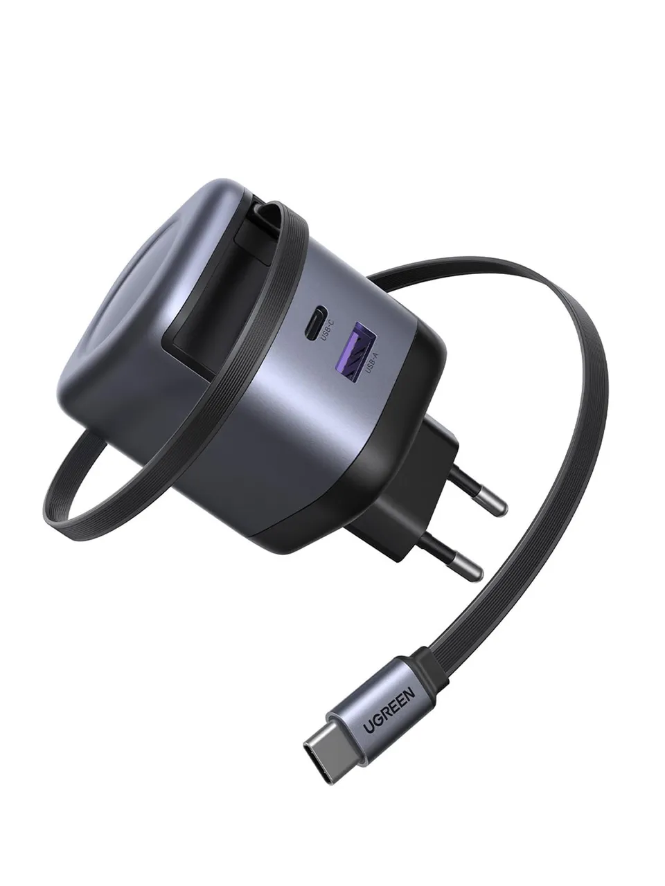 ugreen-nexode-45w-caricatore-usb-c-gan-con-cavo-retrattile-69cm image 1