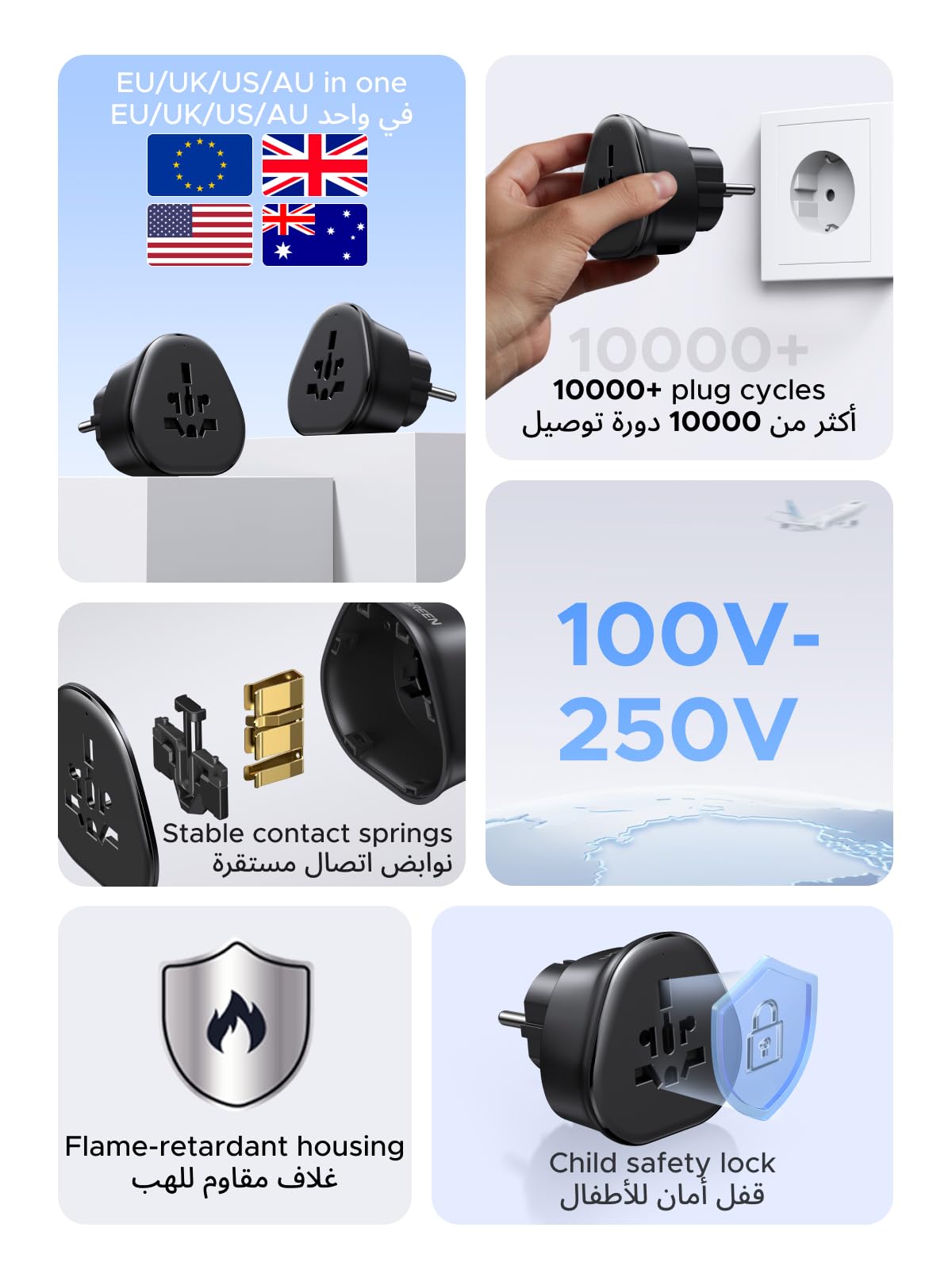 ugreen-adattatore-universale-da-viaggio-tipo-e-f-nero-eu-spine-a-b-c-g-i image 5