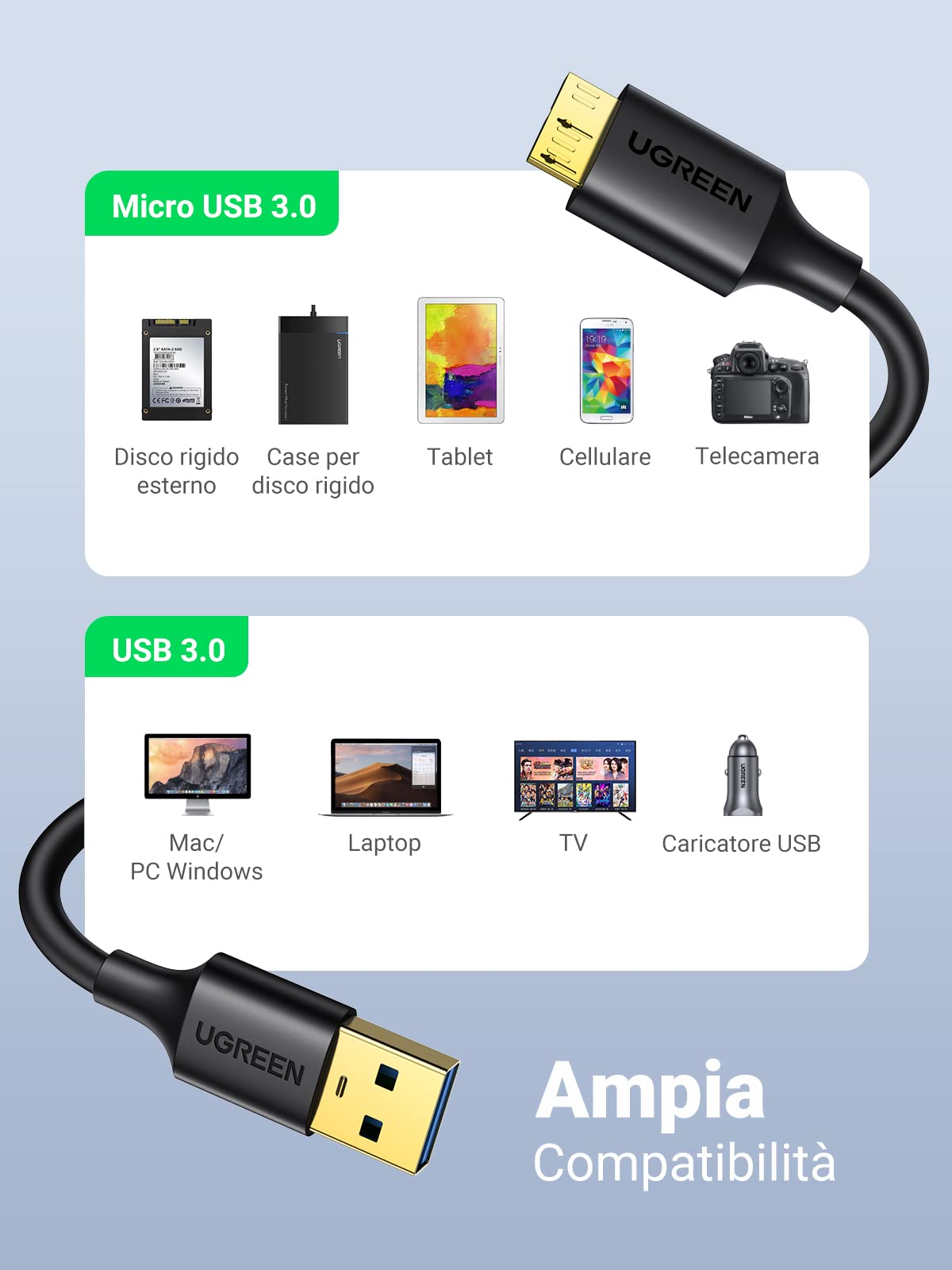 ugreen-cavo-micro-b-usb-3-0-a-usb-a-5gbps-0-5-m-per-hard-disk-esterno image 6