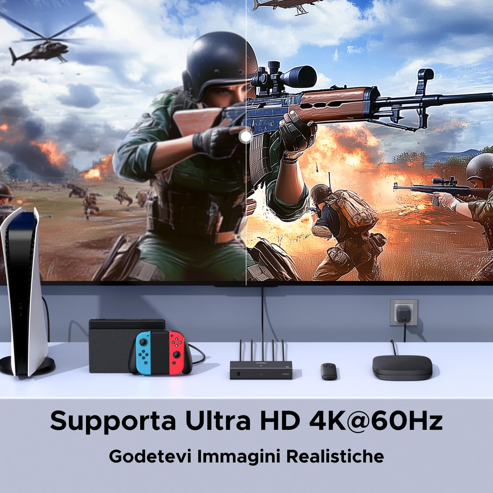 ugreen-switch-hdmi-4k-60hz-3-ingressi-1-uscita-con-telecomando image 3