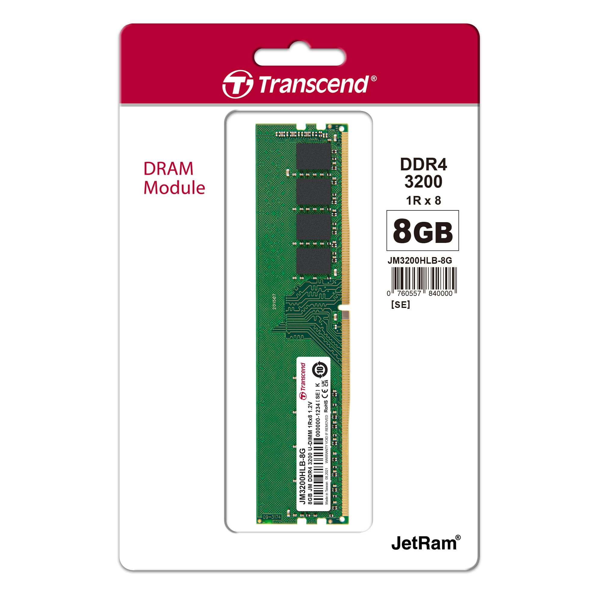 transcend-jetram-jm3200hlb-8g-8gb-ddr4-3200mhz-u-dimm-1rx8 image 2