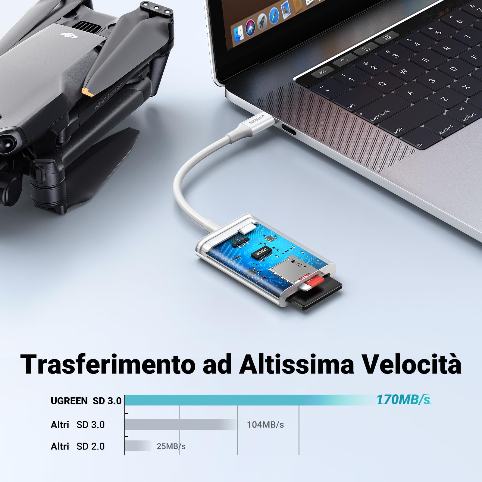 ugreen-lettore-schede-usb-c-sd-tf-micro-sd-170mb-s-bianco image 2