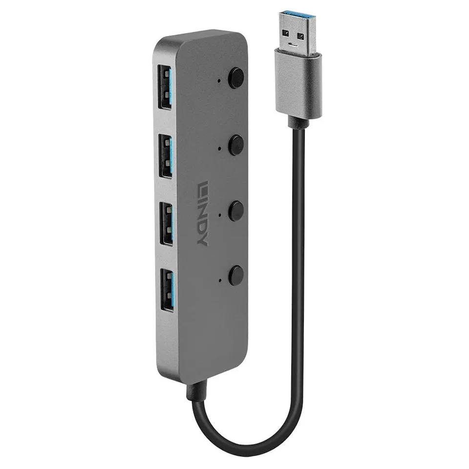 lindy-43309-hub-usb-3-0-a-4-porte-con-interruttori-on-off image 1