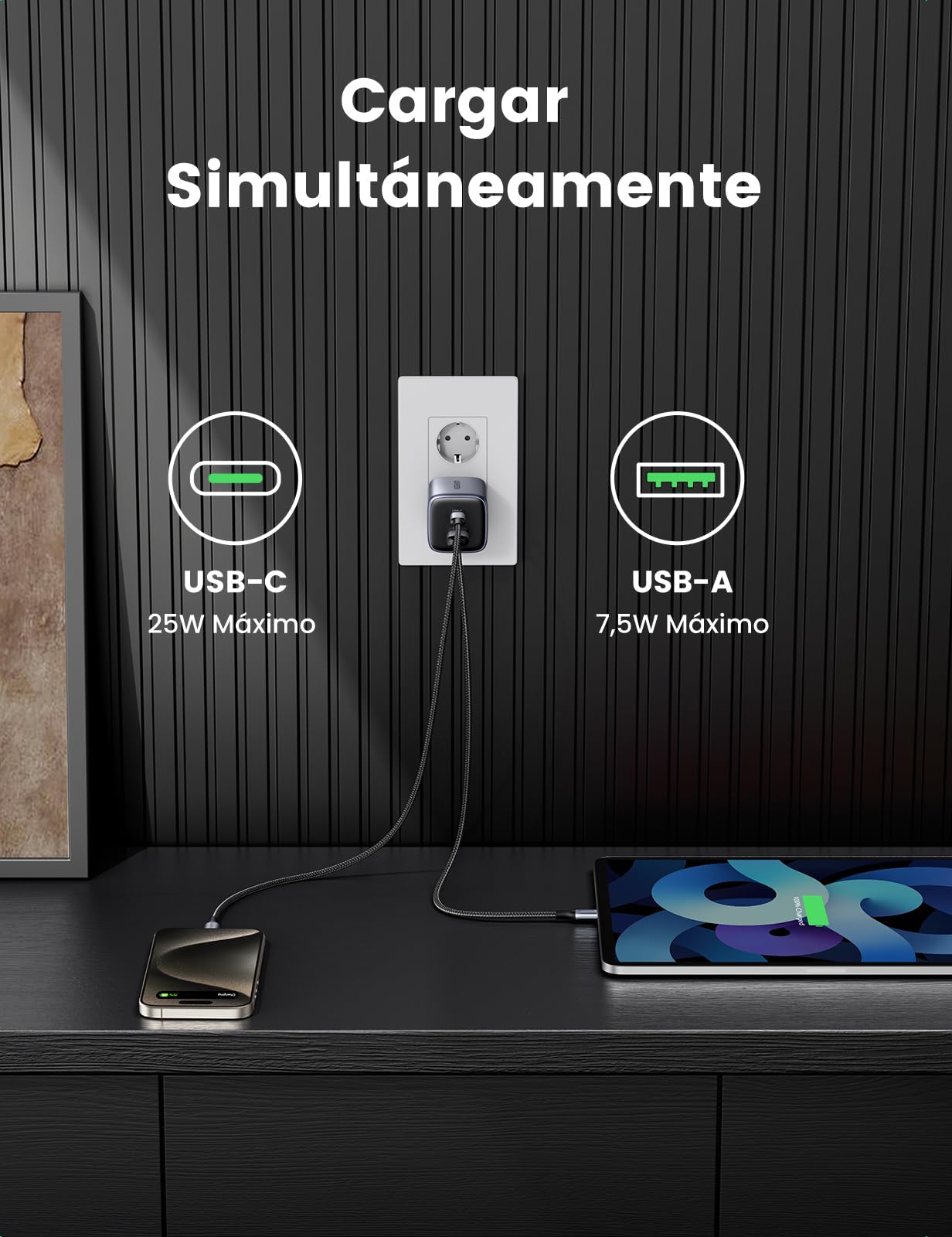 ugreen-nexode-35w-caricatore-usb-c-gan-usb-a-22-5w image 3