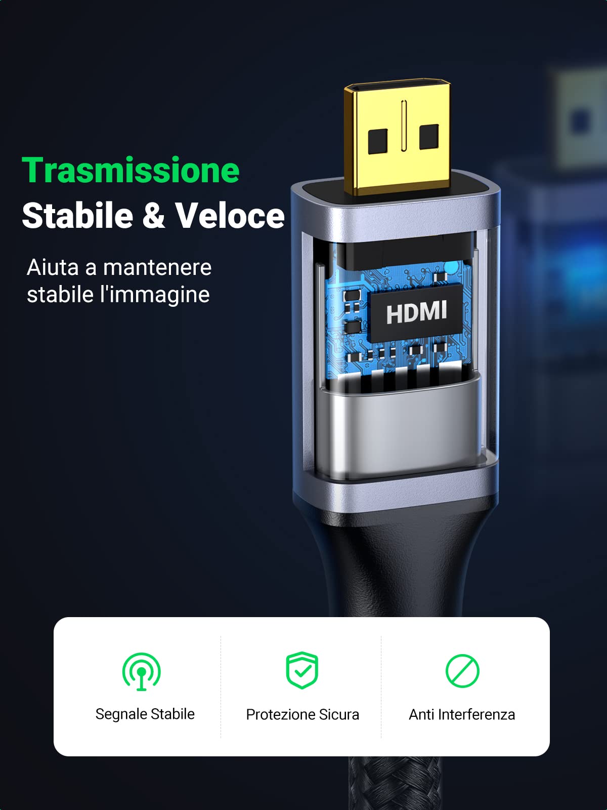 ugreen-cavo-micro-hdmi-a-hdmi-4k-60hz-1-m-maschio-maschio-nylon-arc-hdr image 6